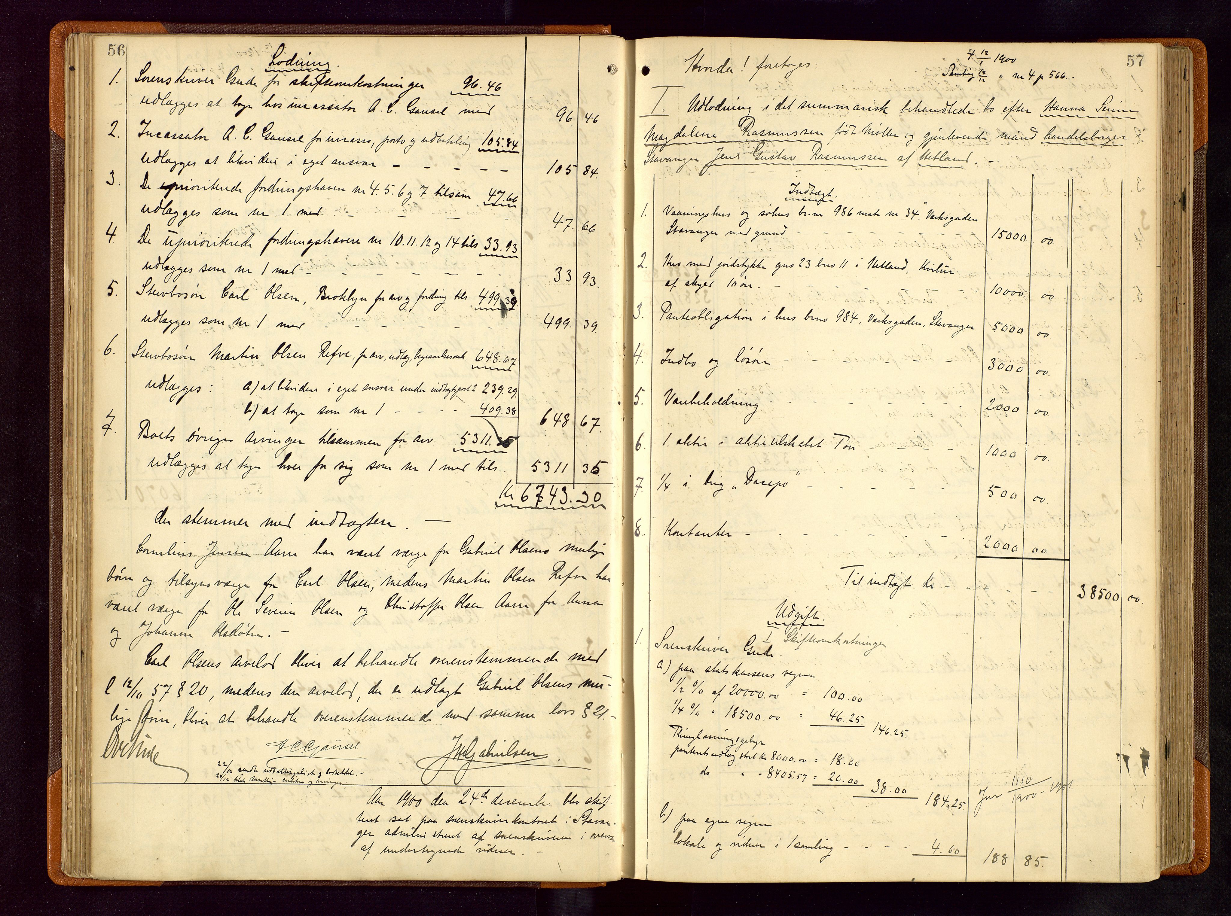 Jæren sorenskriveri, AV/SAST-A-100310/01/5/50/50BB/L0006: SKIFTEUTLODNINGSPROTOKOLL, 1900-1907, p. 56-57