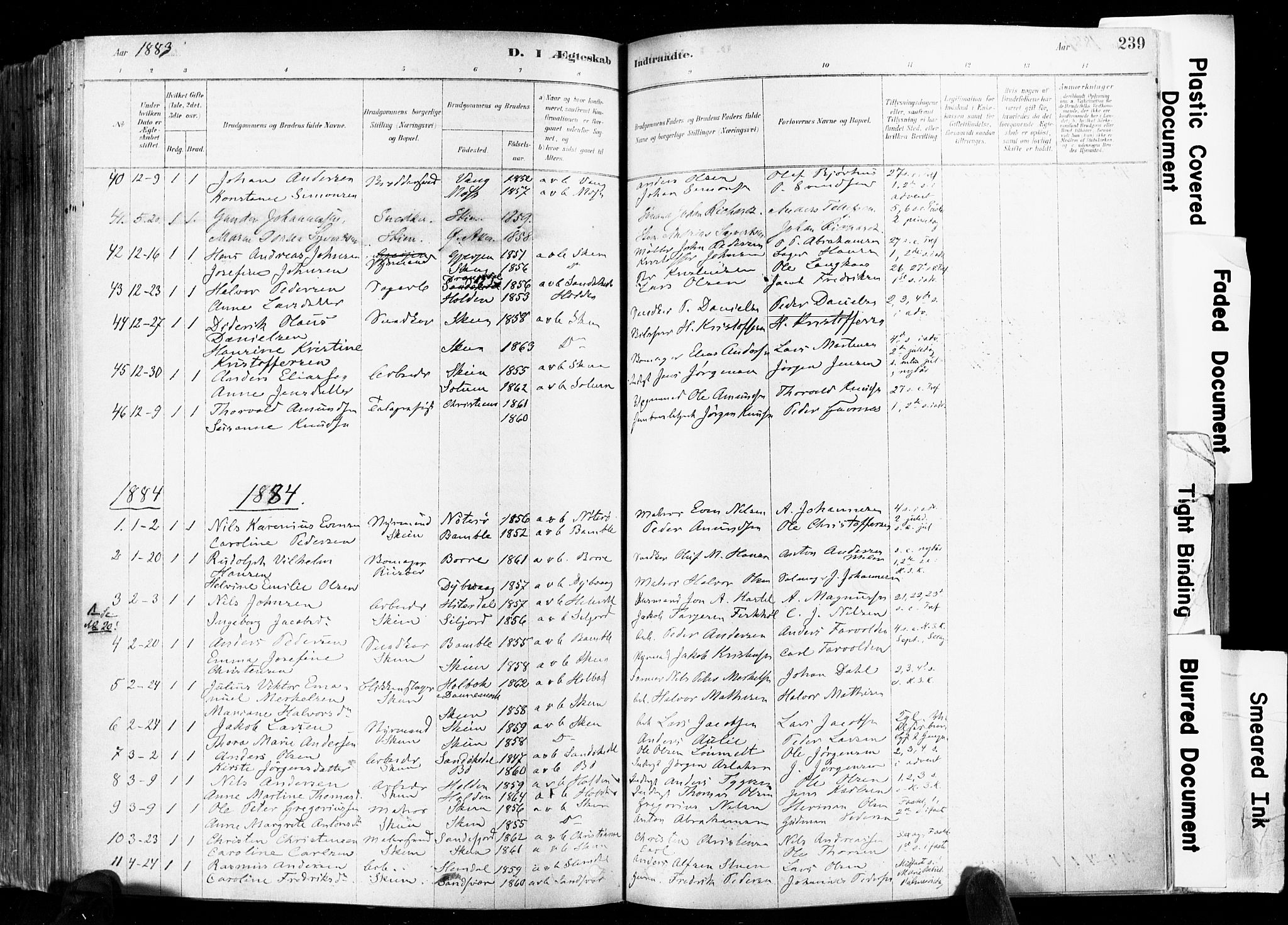 Skien kirkebøker, AV/SAKO-A-302/F/Fa/L0009: Parish register (official) no. 9, 1878-1890, p. 239