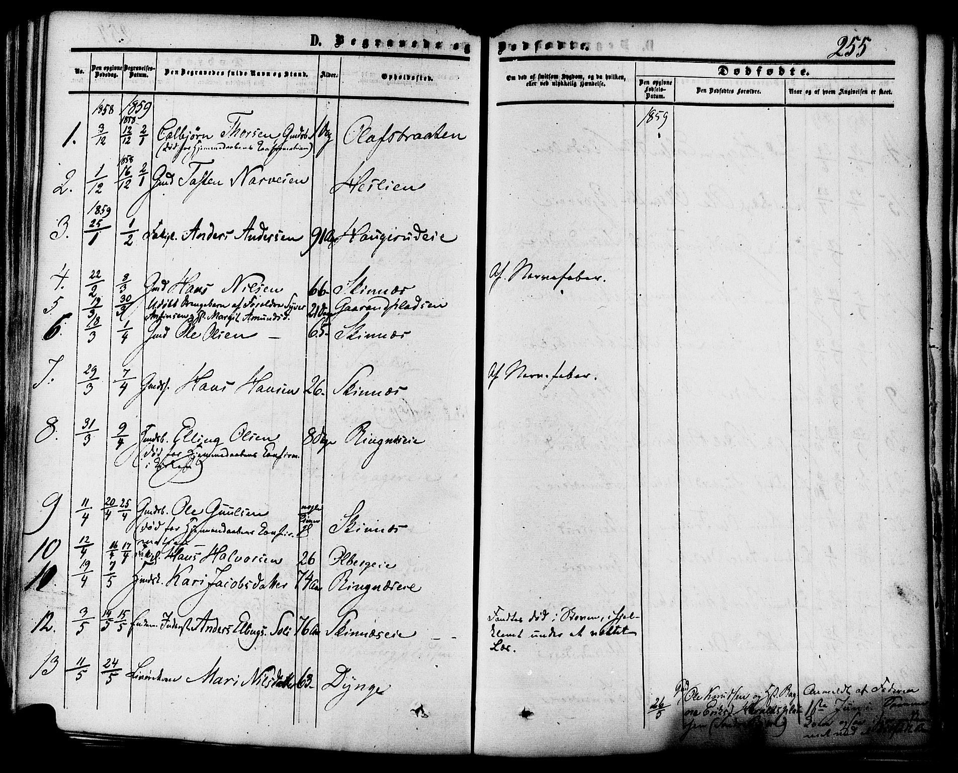 Krødsherad kirkebøker, SAKO/A-19/F/Fa/L0003: Parish register (official) no. 3, 1851-1872, p. 255
