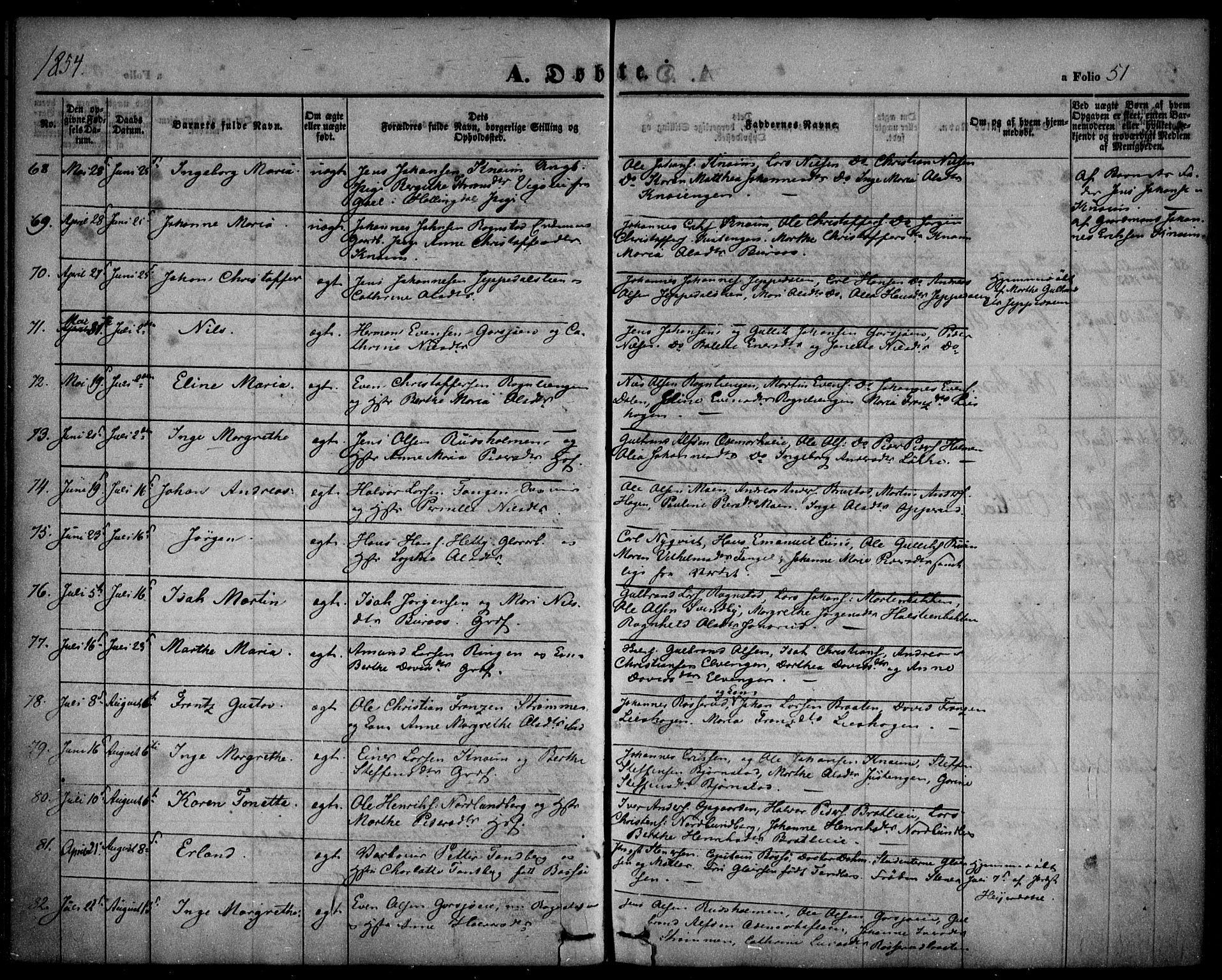 Hurdal prestekontor Kirkebøker, AV/SAO-A-10889/F/Fa/L0005: Parish register (official) no. I 5, 1846-1859, p. 51