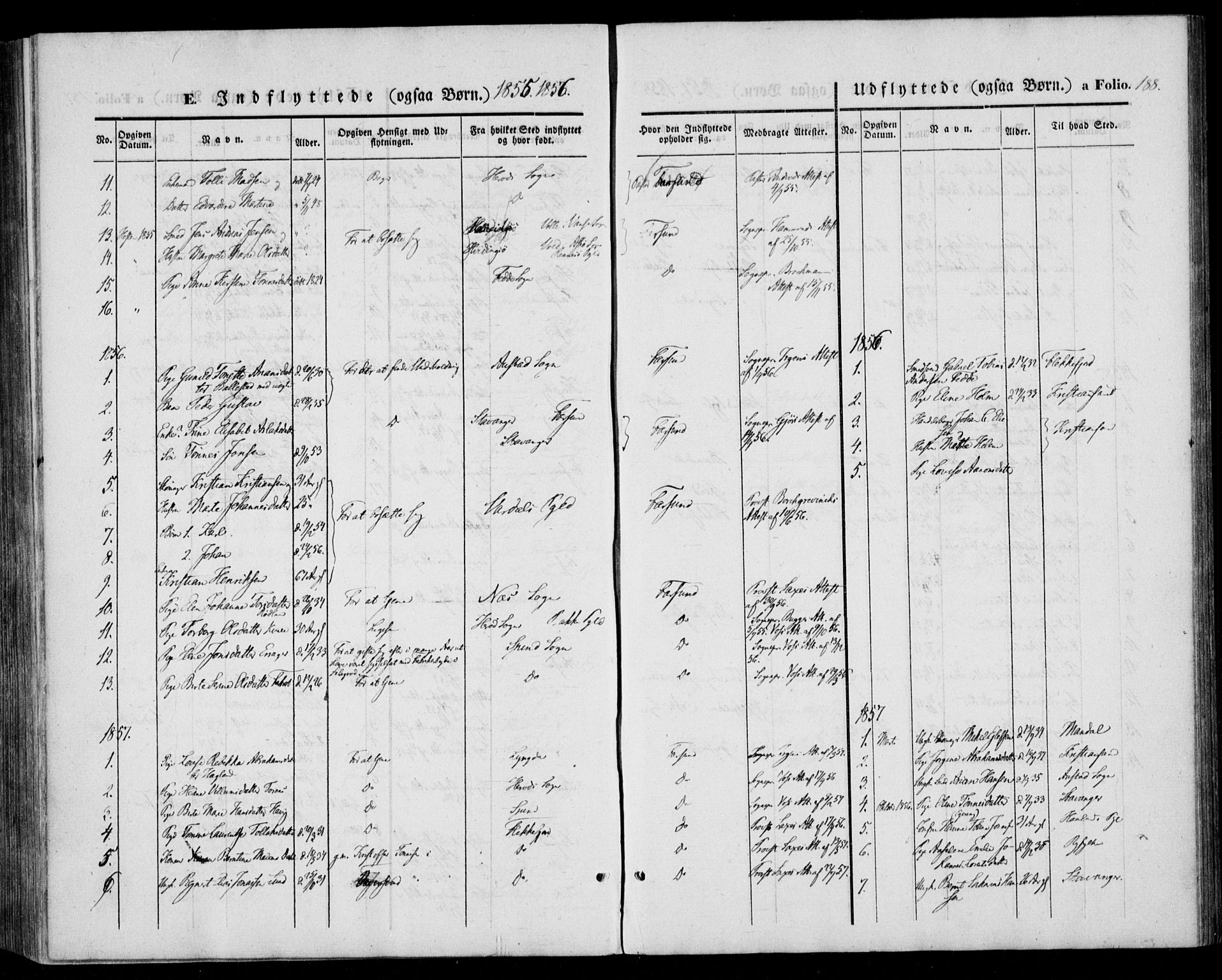 Farsund sokneprestkontor, AV/SAK-1111-0009/F/Fa/L0004: Parish register (official) no. A 4, 1847-1863, p. 188