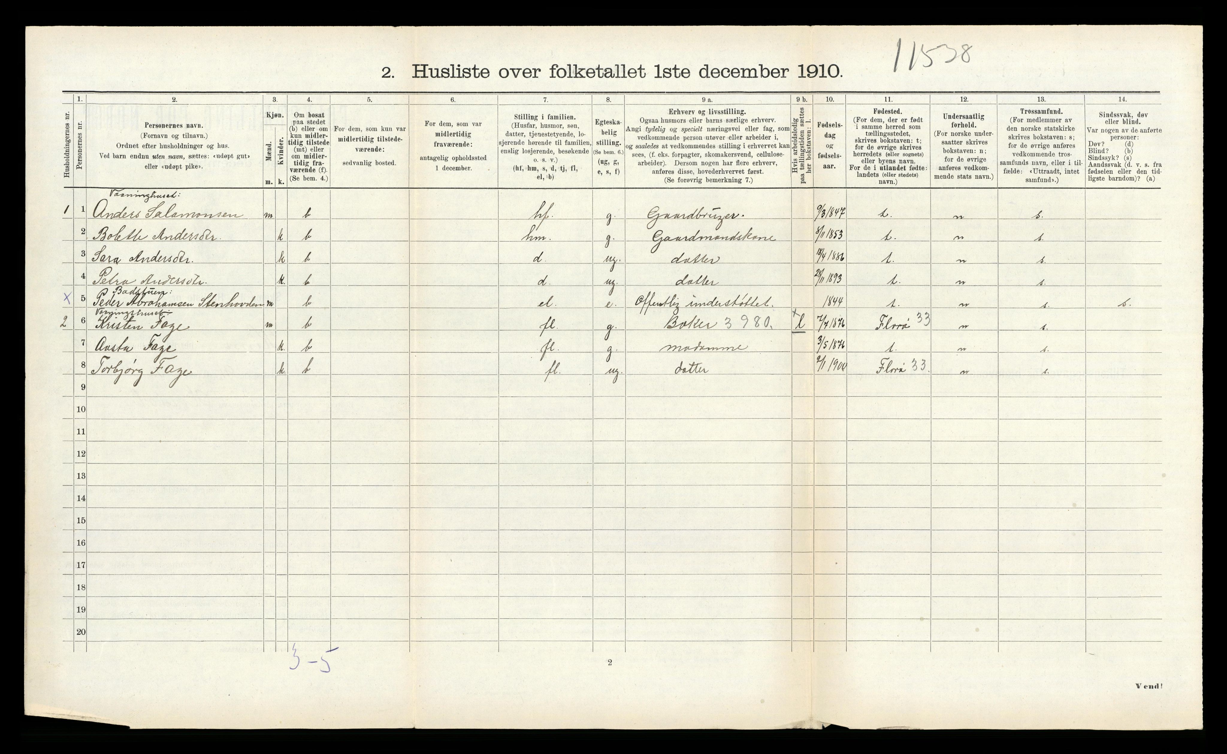 RA, 1910 census for Kinn, 1910, p. 1085