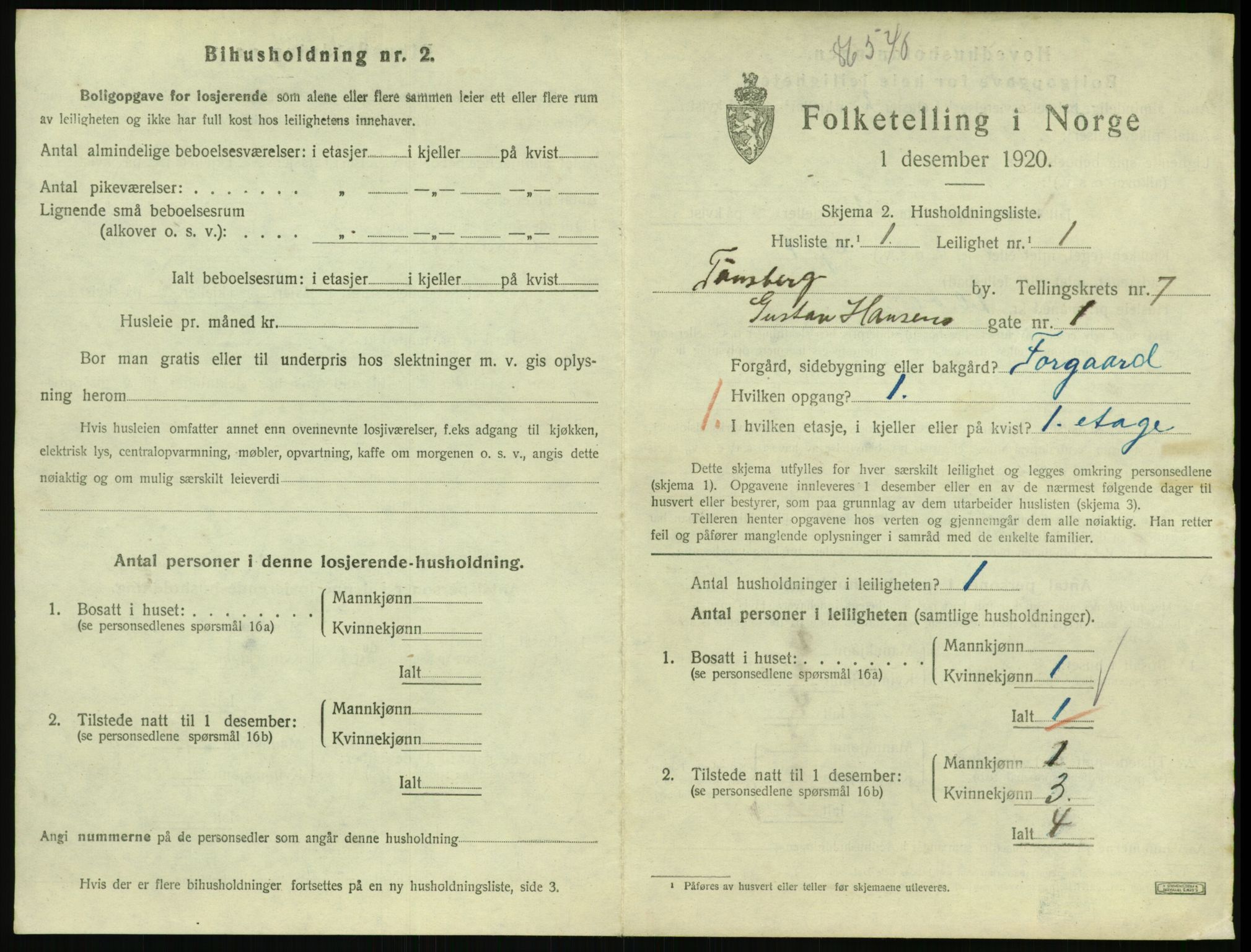 SAKO, 1920 census for Tønsberg, 1920, p. 4015