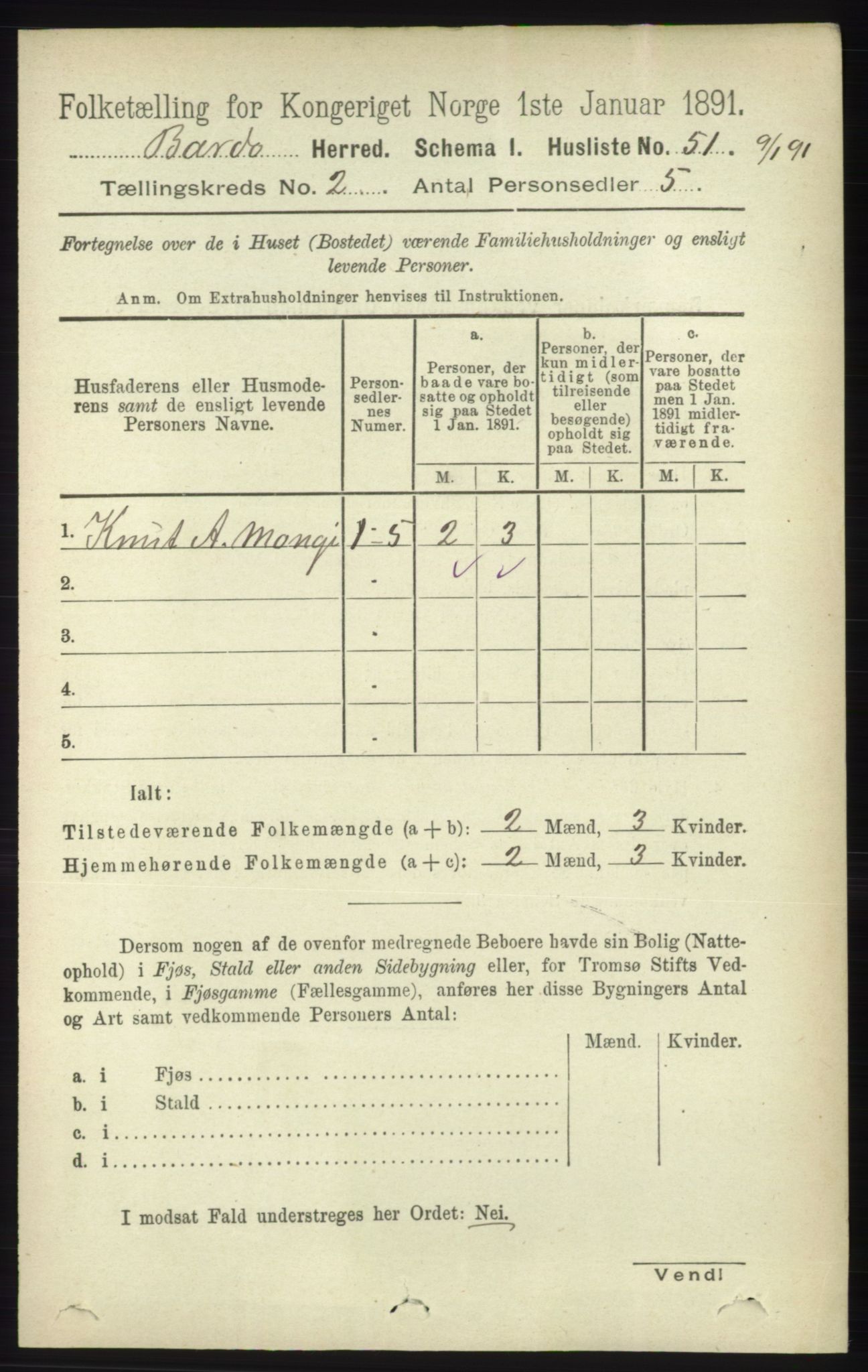 RA, 1891 census for 1922 Bardu, 1891, p. 483