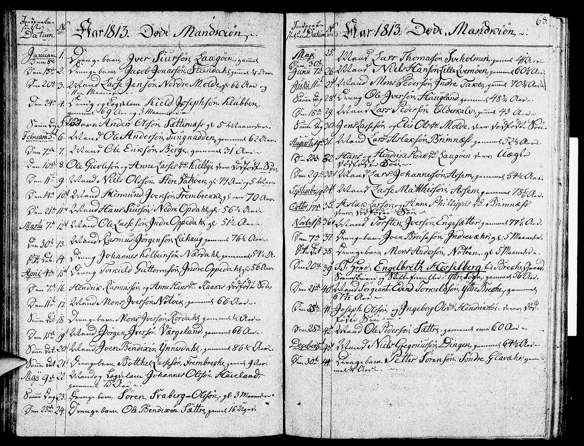 Gulen sokneprestembete, AV/SAB-A-80201/H/Haa/Haaa/L0017: Parish register (official) no. A 17, 1809-1825, p. 68