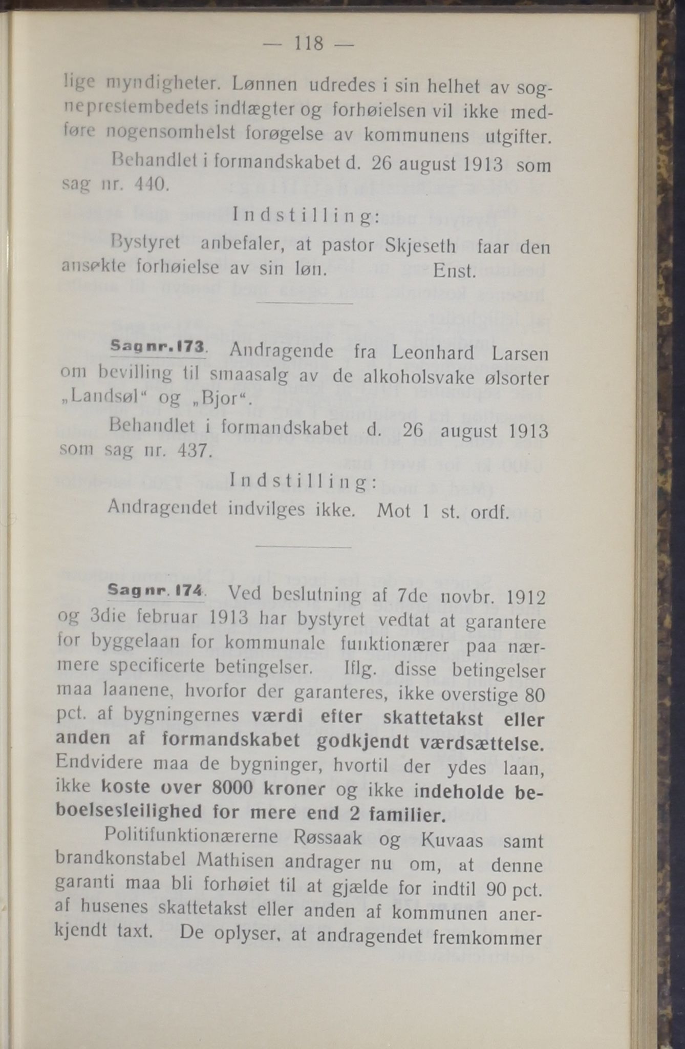 Narvik kommune. Formannskap , AIN/K-18050.150/A/Ab/L0003: Møtebok, 1913