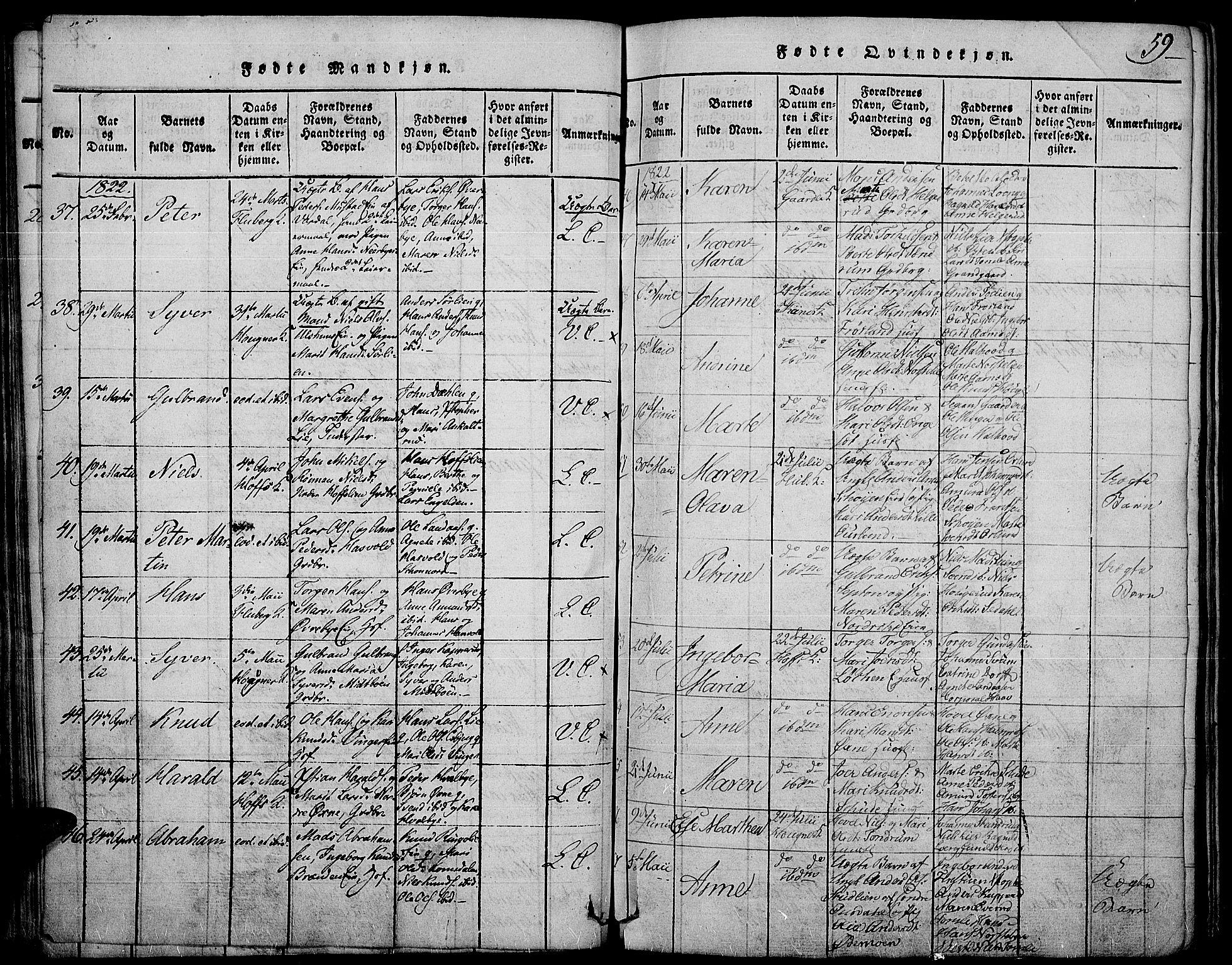 Land prestekontor, AV/SAH-PREST-120/H/Ha/Haa/L0007: Parish register (official) no. 7, 1814-1830, p. 59