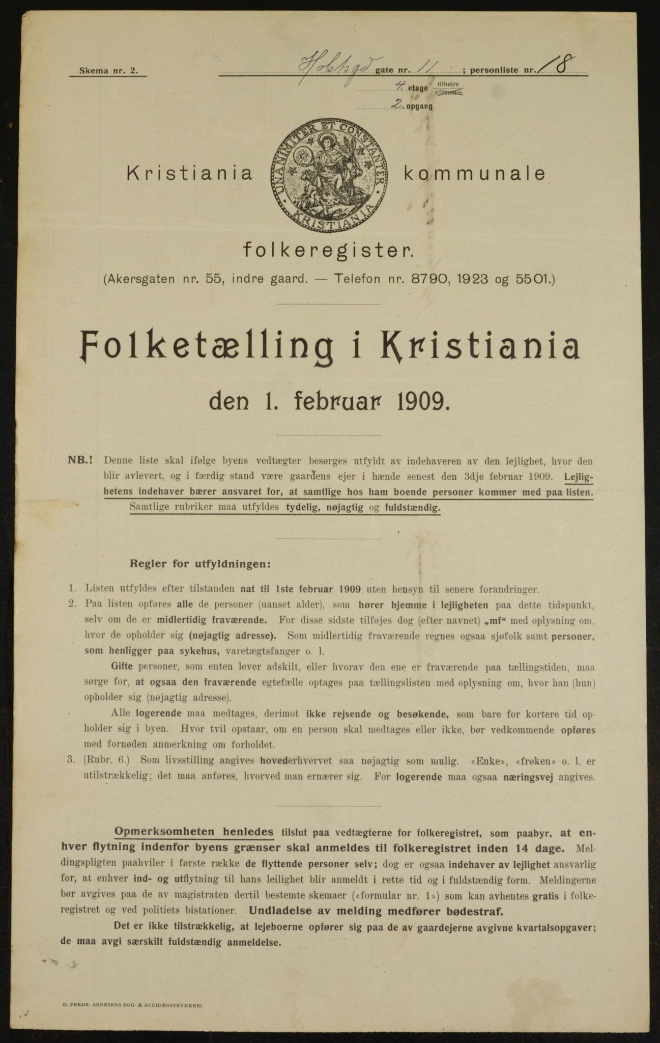 OBA, Municipal Census 1909 for Kristiania, 1909, p. 37291