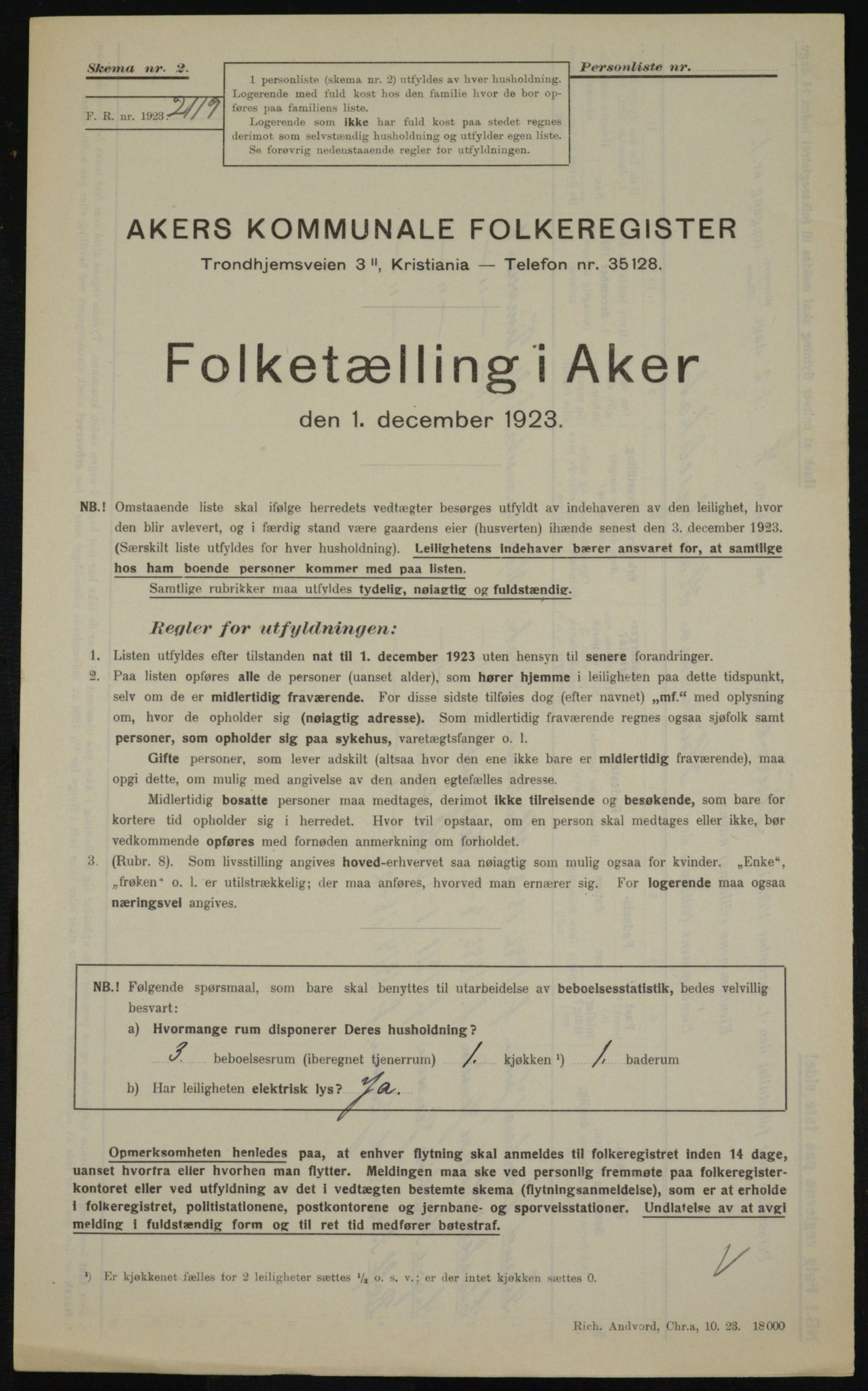 , Municipal Census 1923 for Aker, 1923, p. 21674