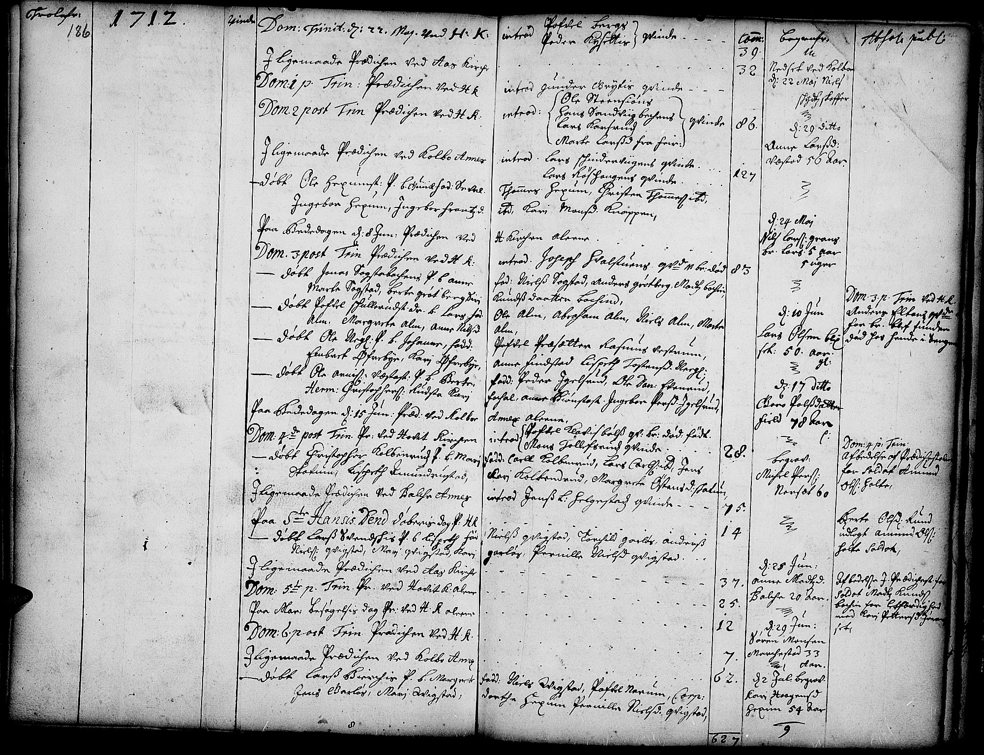 Toten prestekontor, AV/SAH-PREST-102/H/Ha/Haa/L0001: Parish register (official) no. 1, 1695-1713, p. 186