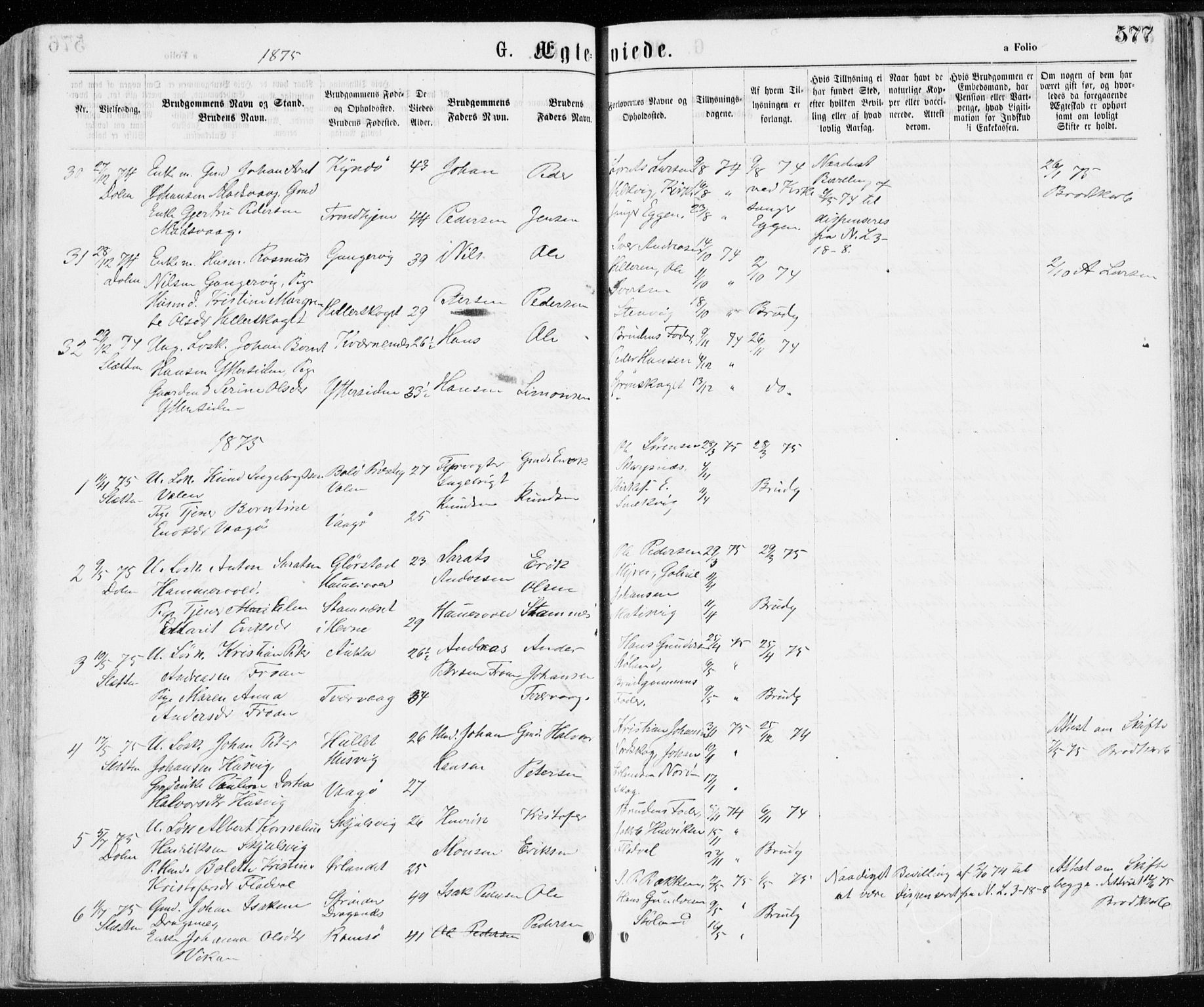 Ministerialprotokoller, klokkerbøker og fødselsregistre - Sør-Trøndelag, SAT/A-1456/640/L0576: Parish register (official) no. 640A01, 1846-1876, p. 577