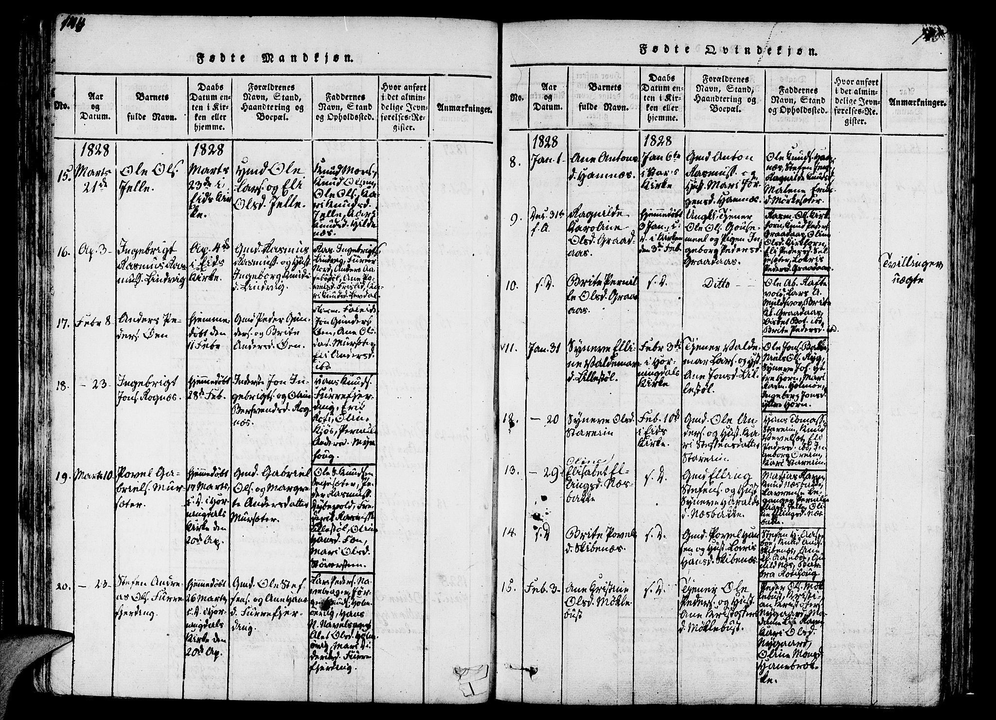 Eid sokneprestembete, AV/SAB-A-82301/H/Haa/Haaa/L0005: Parish register (official) no. A 5, 1816-1830, p. 144-145