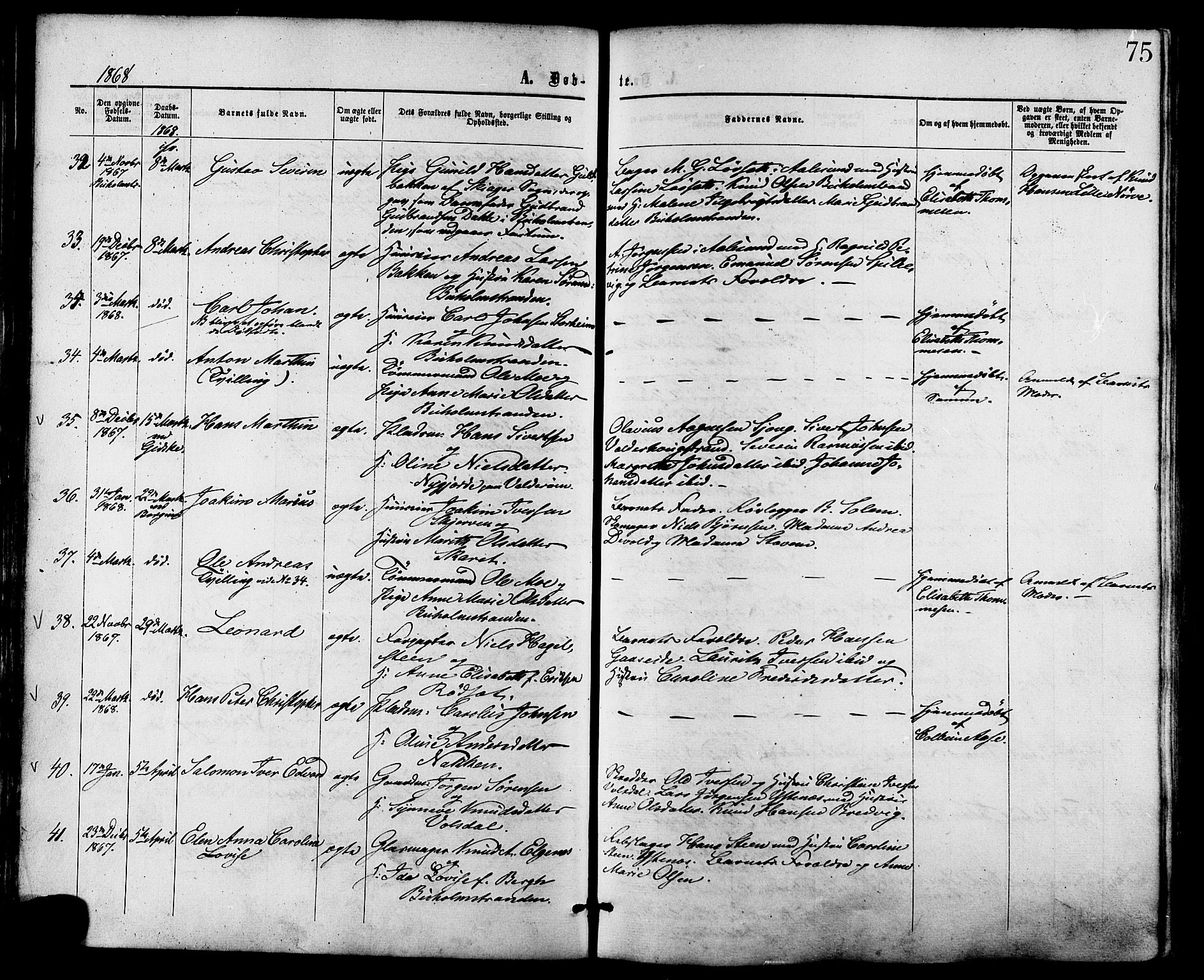 Ministerialprotokoller, klokkerbøker og fødselsregistre - Møre og Romsdal, AV/SAT-A-1454/528/L0399: Parish register (official) no. 528A10, 1864-1879, p. 75