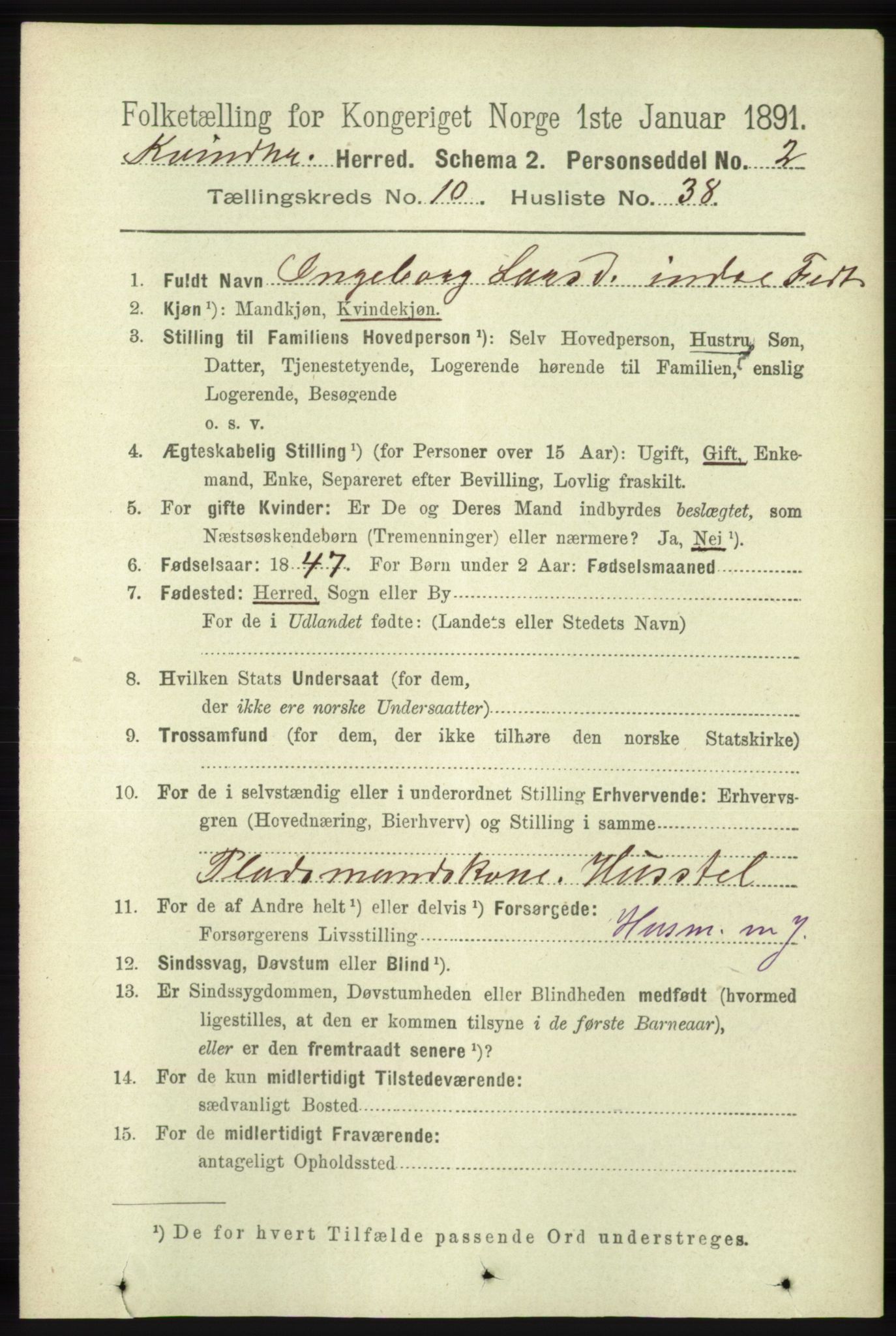 RA, 1891 census for 1224 Kvinnherad, 1891, p. 3770