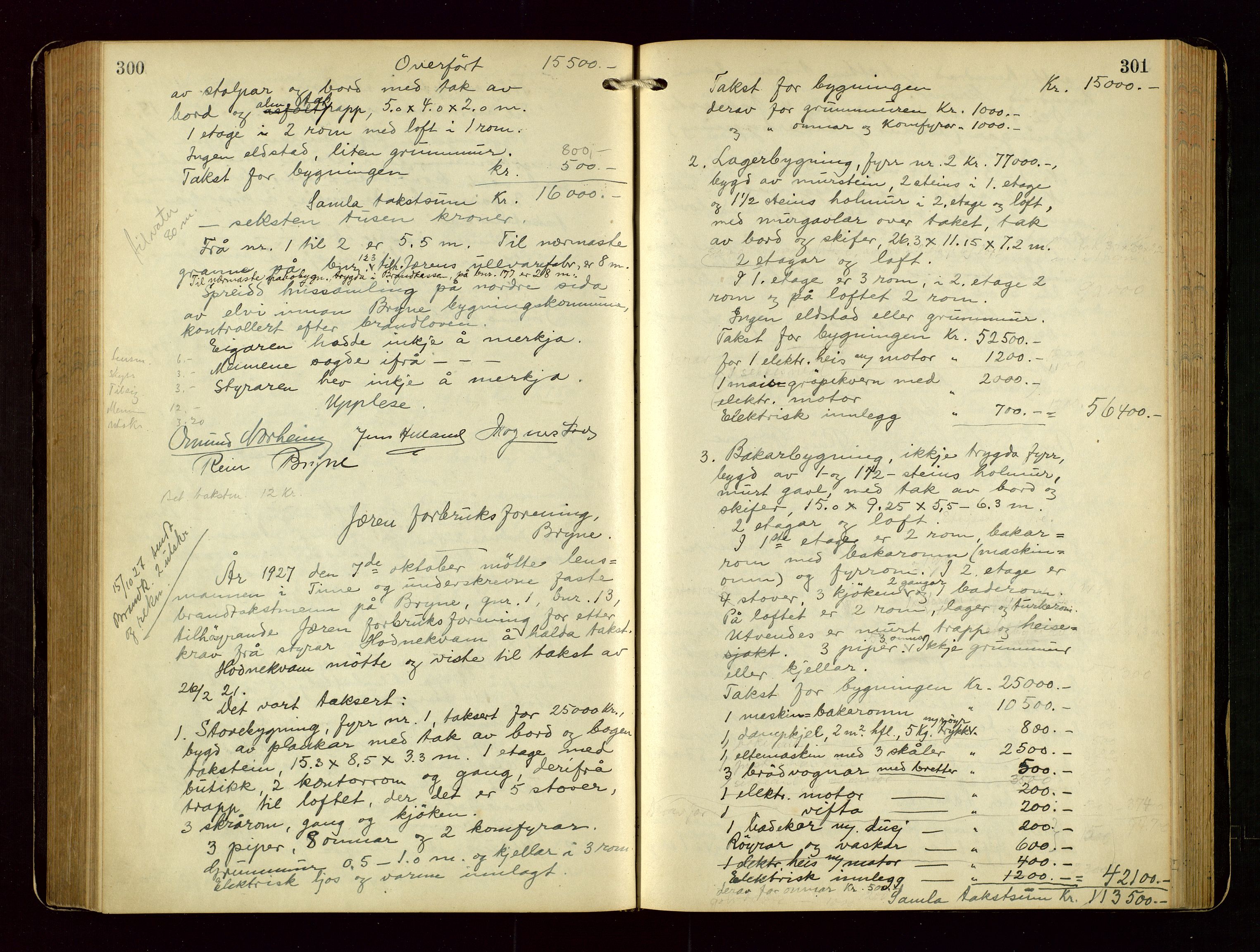 Time lensmannskontor, AV/SAST-A-100420/Goa/L0003: "Brandtakstprotokol", 1918-1944, p. 300-301