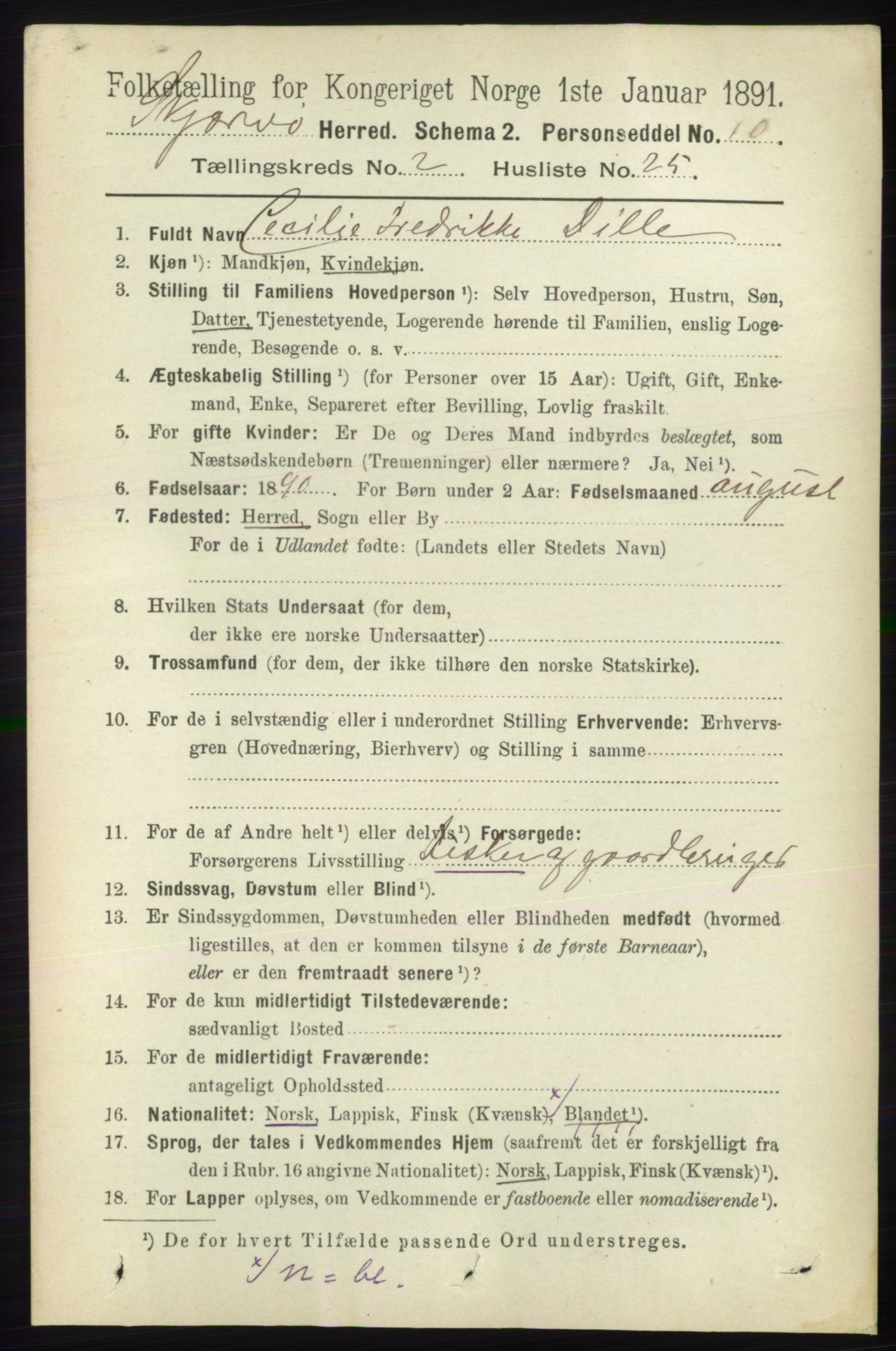 RA, 1891 census for 1941 Skjervøy, 1891, p. 1219