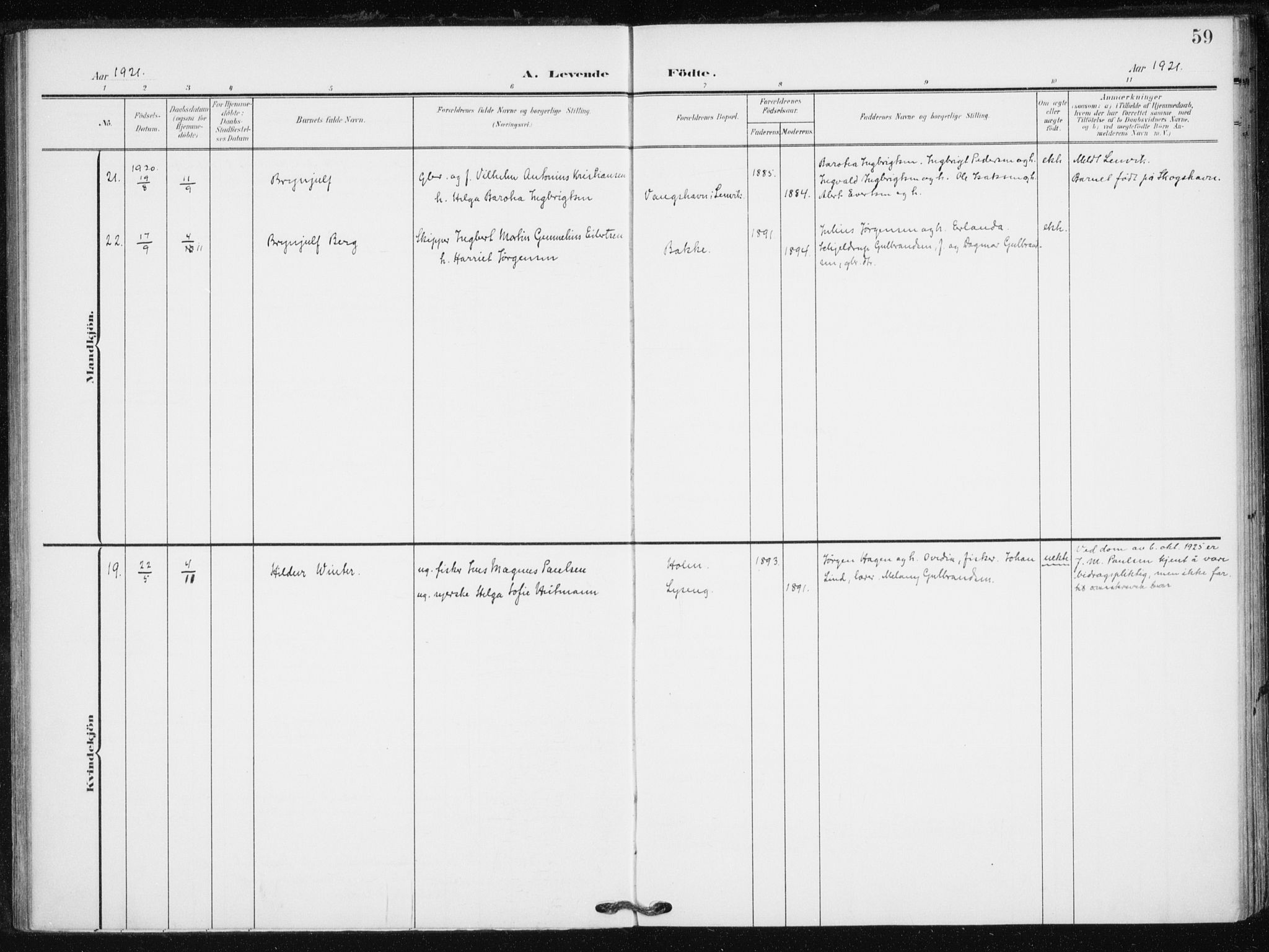 Tranøy sokneprestkontor, AV/SATØ-S-1313/I/Ia/Iaa/L0013kirke: Parish register (official) no. 13, 1905-1922, p. 59