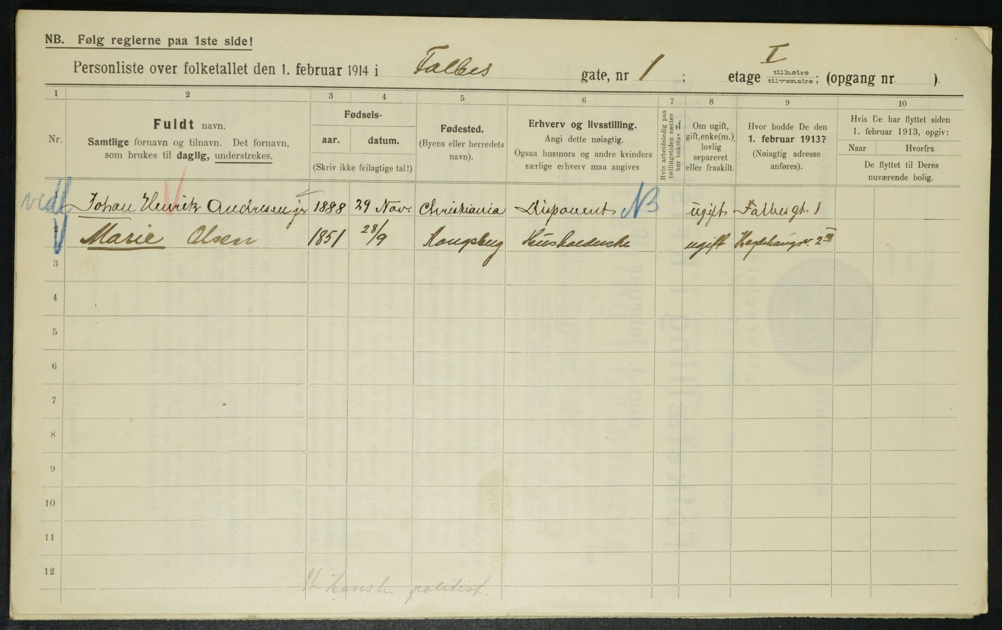 OBA, Municipal Census 1914 for Kristiania, 1914, p. 23325