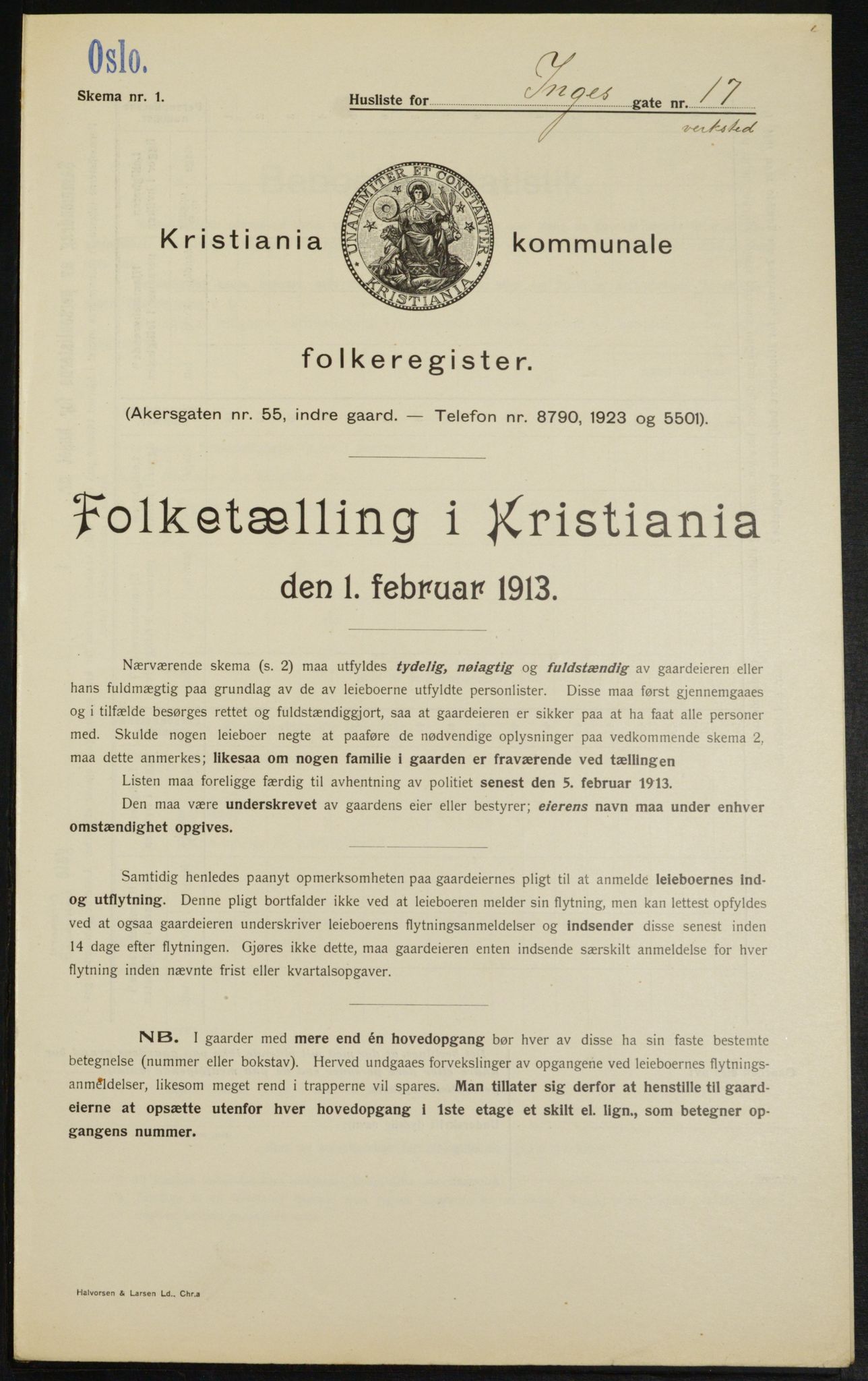 OBA, Municipal Census 1913 for Kristiania, 1913, p. 43789