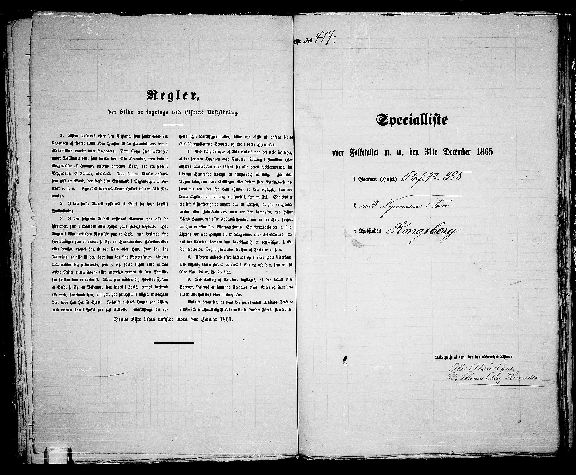 RA, 1865 census for Kongsberg/Kongsberg, 1865, p. 957