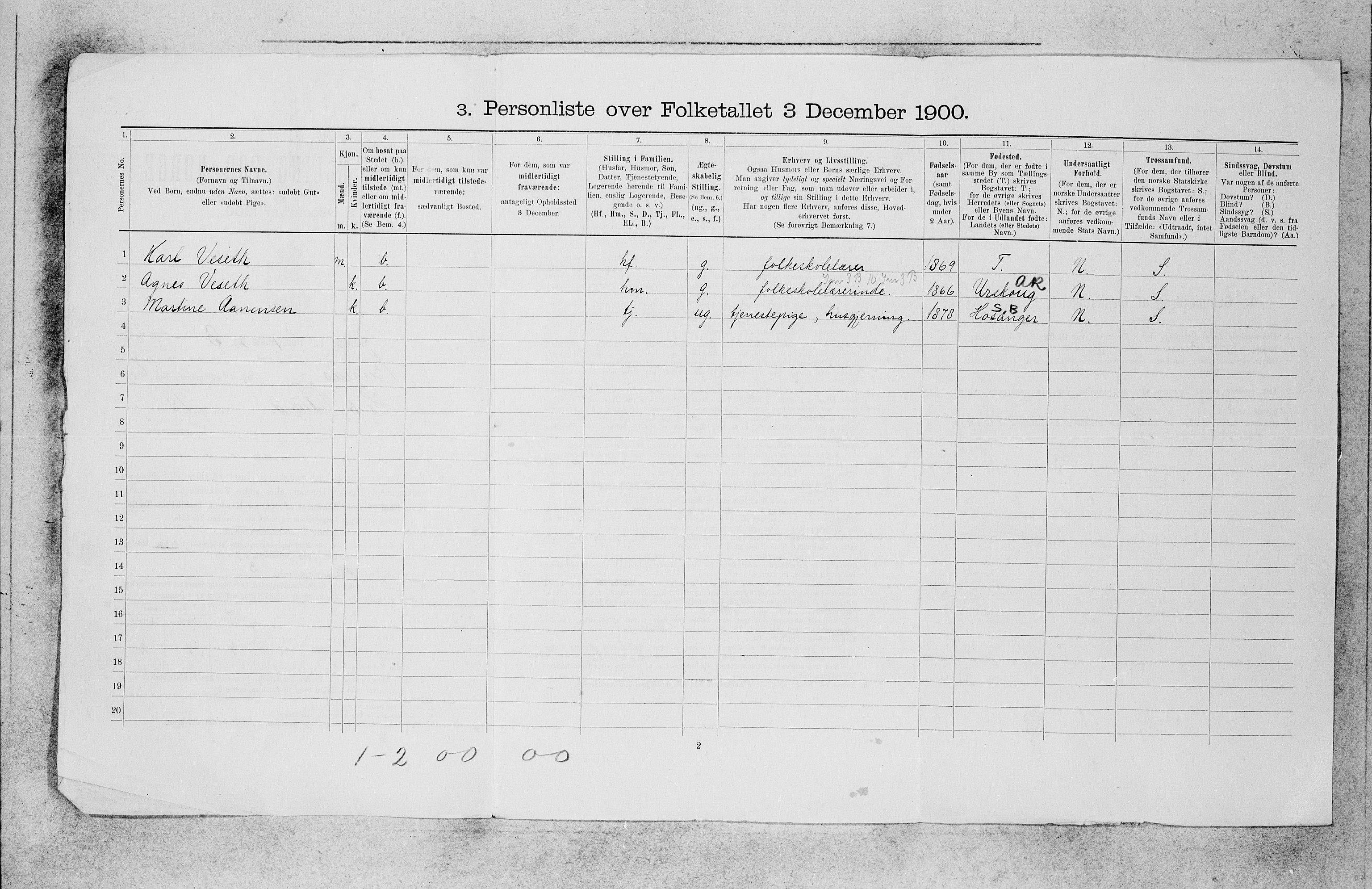 SAB, 1900 census for Bergen, 1900, p. 13671