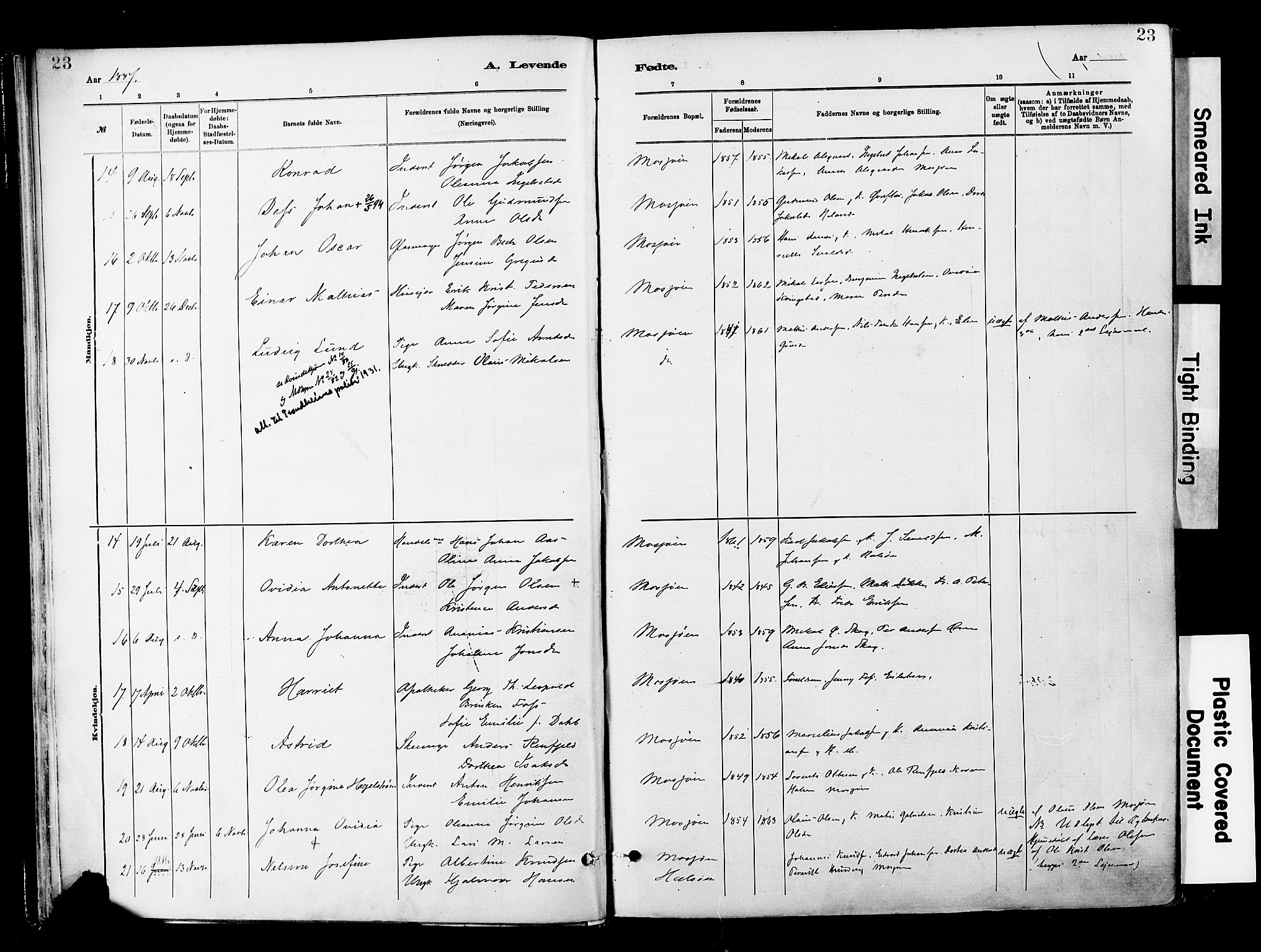 Ministerialprotokoller, klokkerbøker og fødselsregistre - Nordland, SAT/A-1459/820/L0296: Parish register (official) no. 820A17, 1880-1903, p. 23