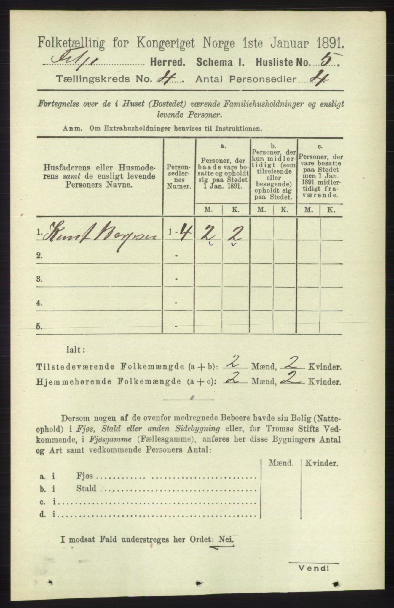 RA, 1891 census for 1222 Fitjar, 1891, p. 1293