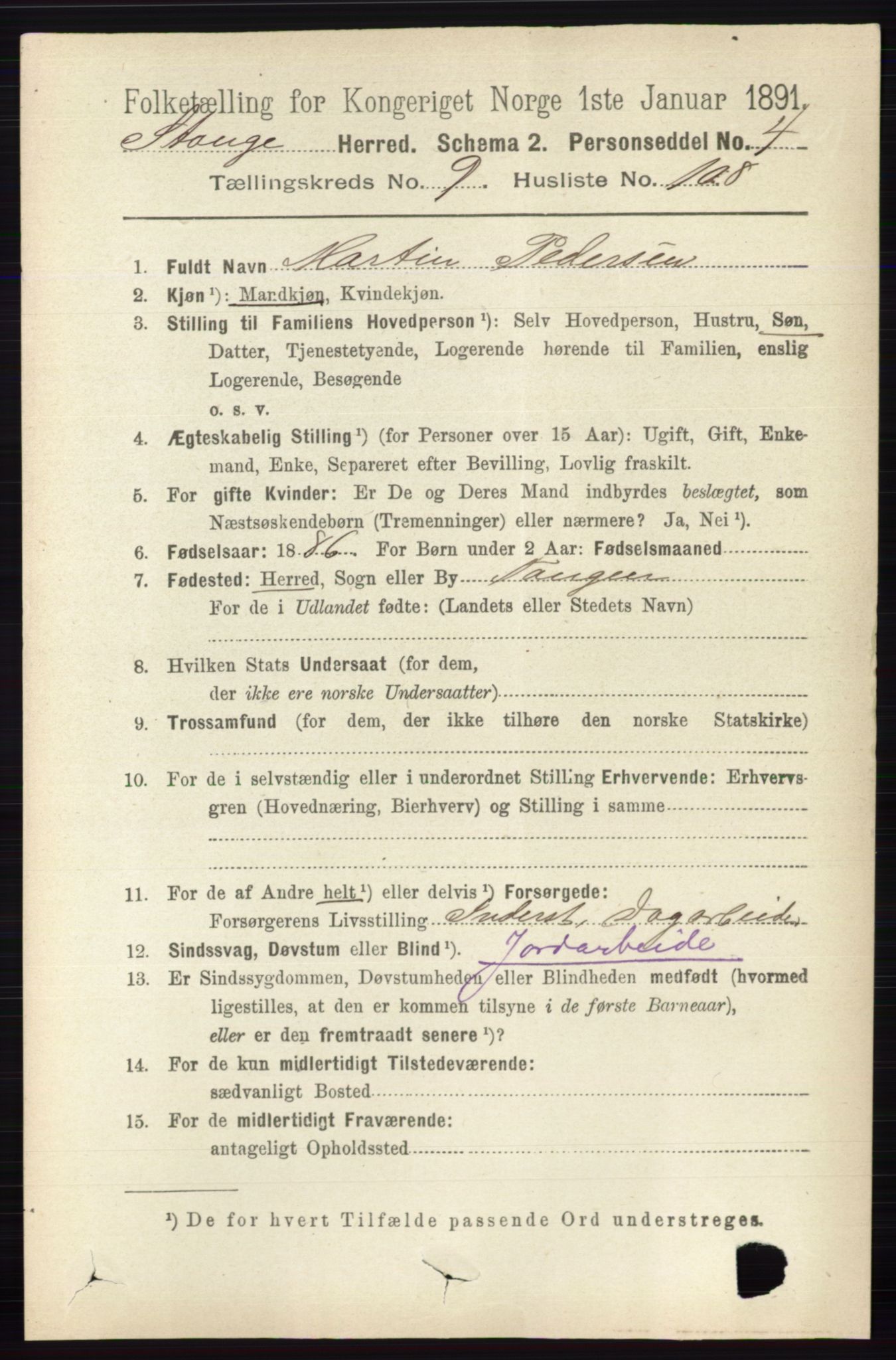 RA, 1891 census for 0417 Stange, 1891, p. 6675