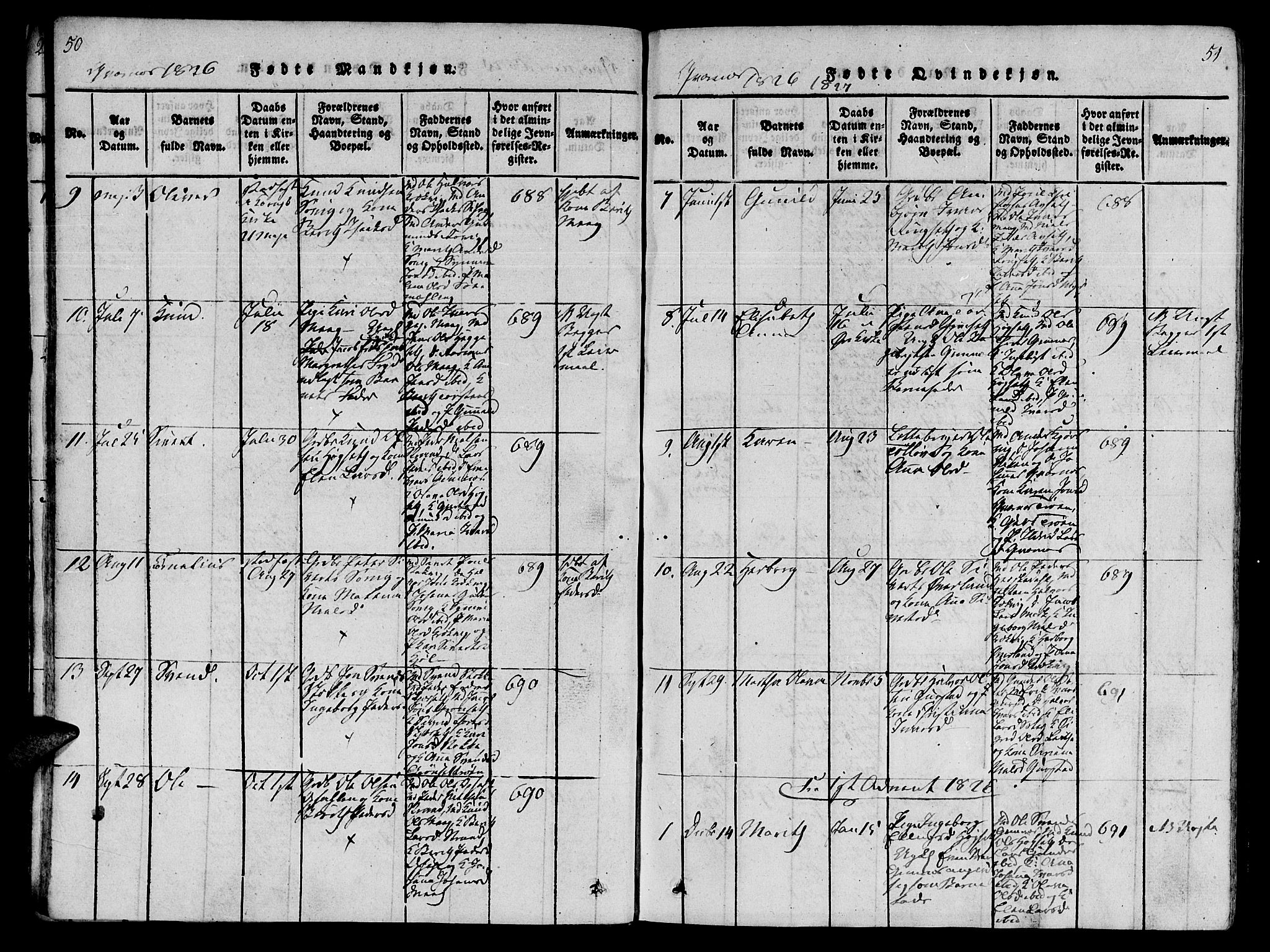 Ministerialprotokoller, klokkerbøker og fødselsregistre - Møre og Romsdal, AV/SAT-A-1454/568/L0800: Parish register (official) no. 568A09 /1, 1819-1830, p. 50-51