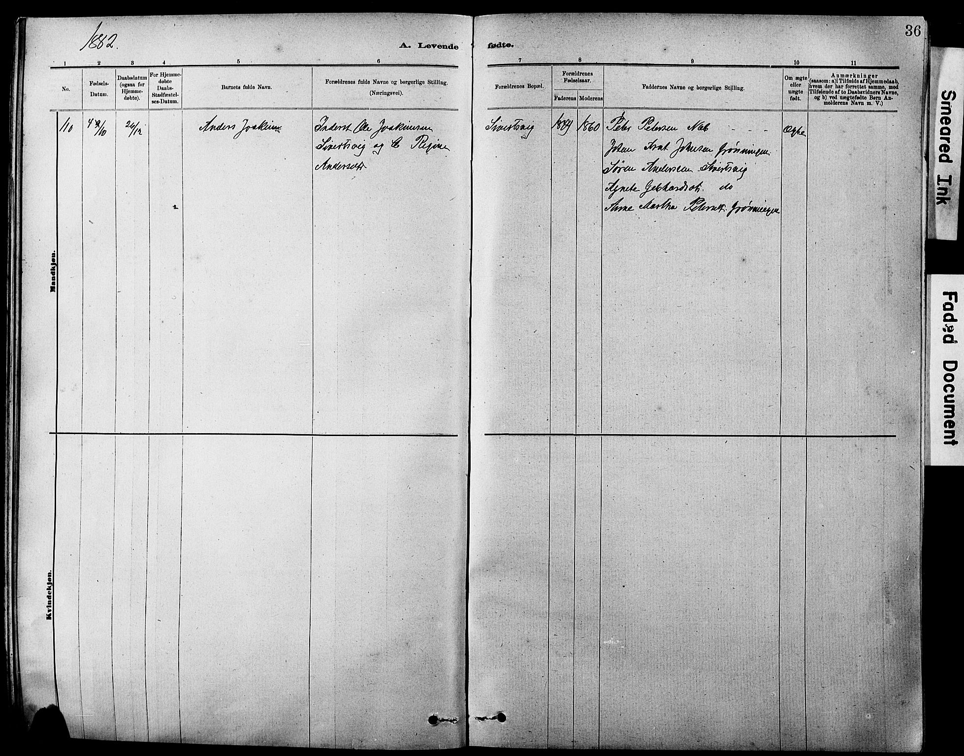 Ministerialprotokoller, klokkerbøker og fødselsregistre - Sør-Trøndelag, SAT/A-1456/647/L0636: Parish register (copy) no. 647C01, 1881-1884, p. 36