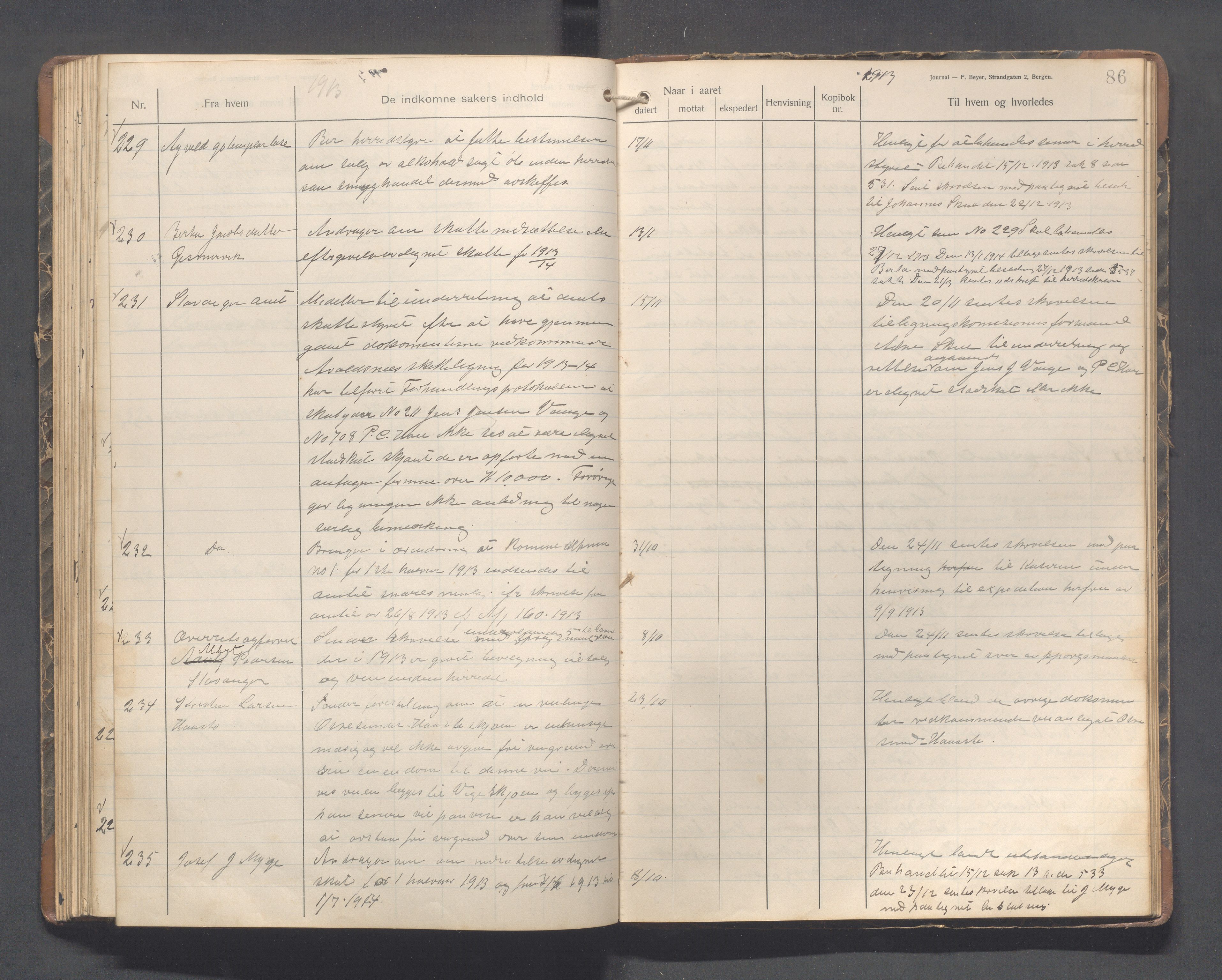 Avaldsnes kommune - Formannskapet, IKAR/K-101651/C/Ca/L0004: Journal , 1911-1914, p. 86