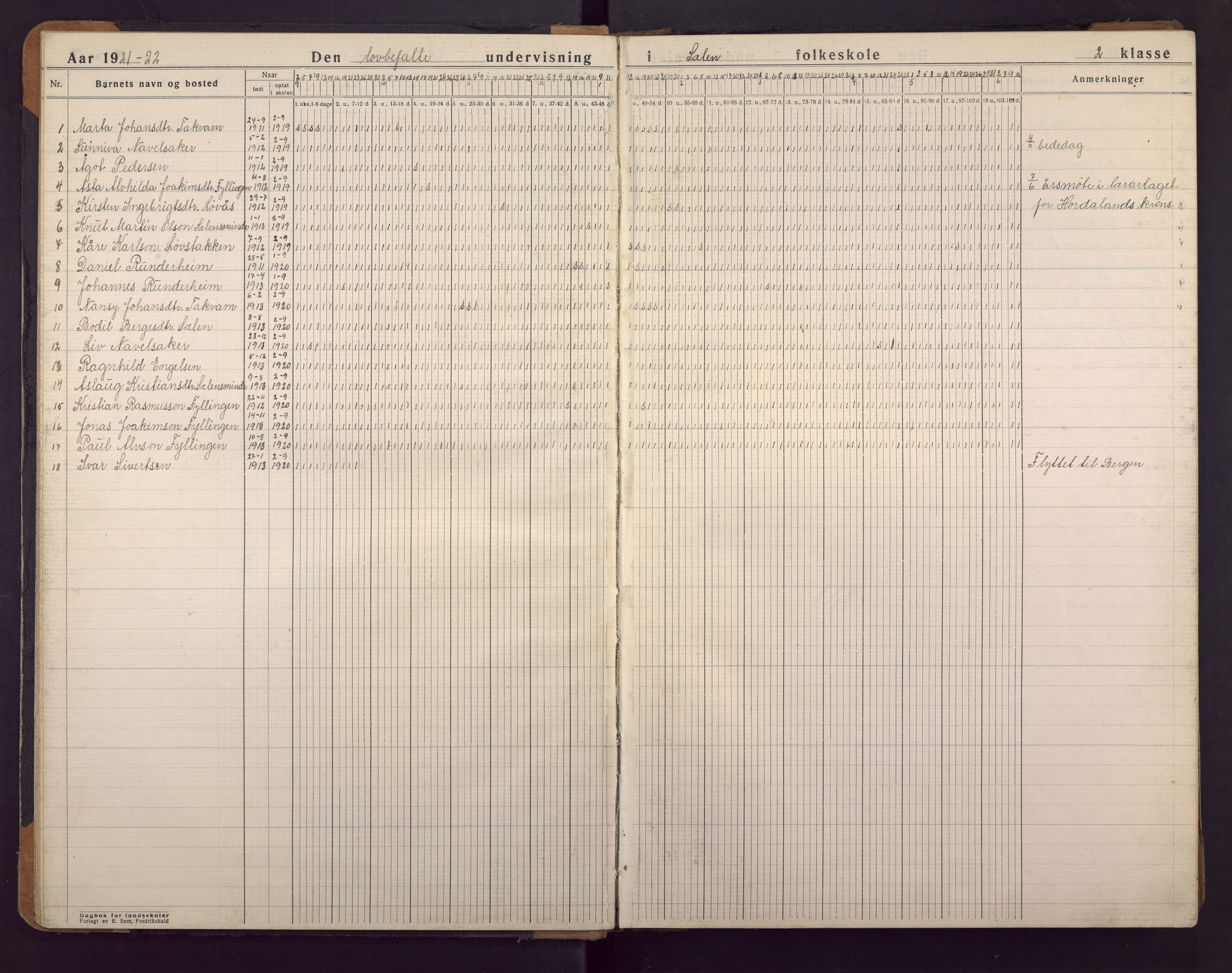 Sælen skole, BBA/A-4076/G/Ga/L0003: Dagbok, 1919-1951