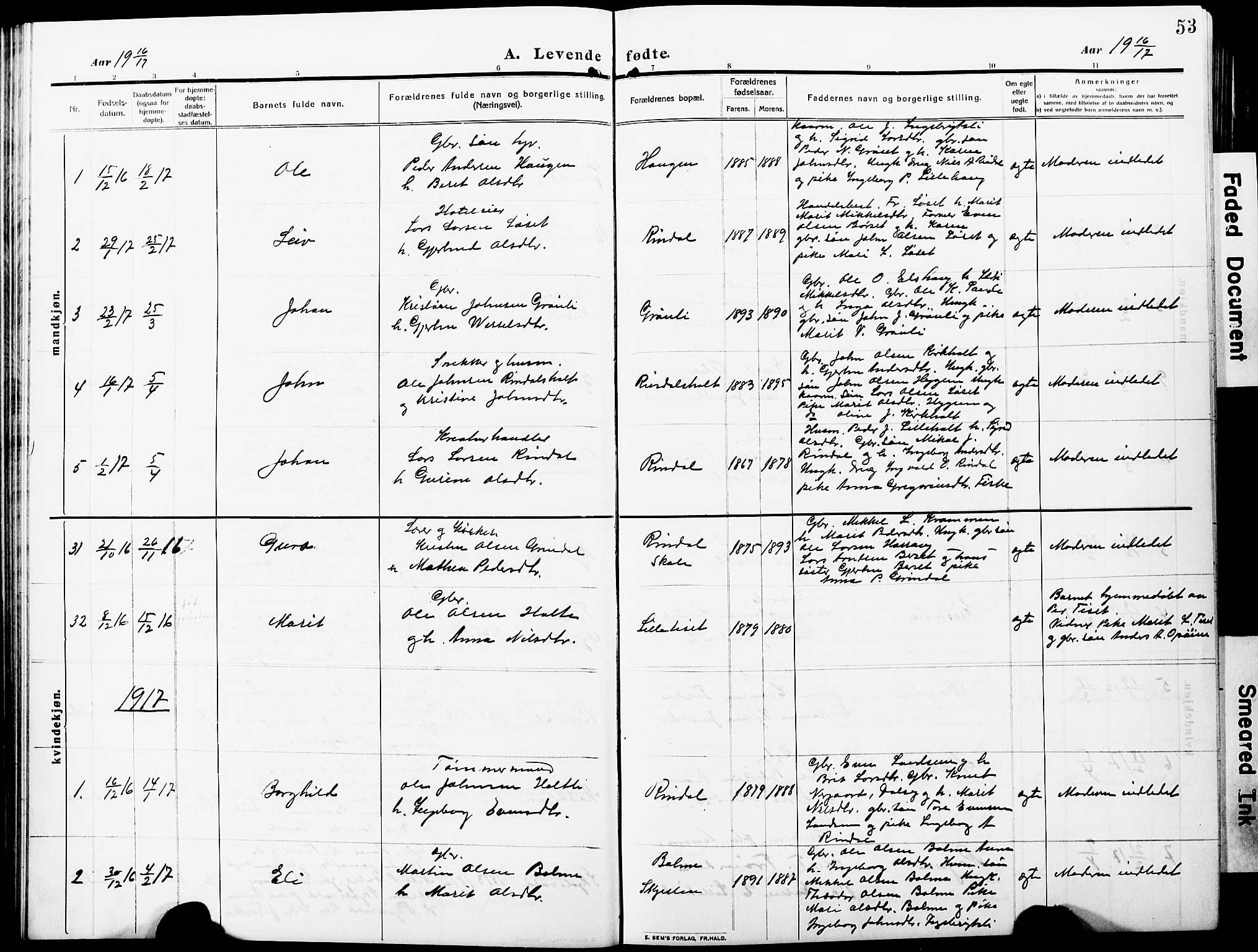 Ministerialprotokoller, klokkerbøker og fødselsregistre - Møre og Romsdal, AV/SAT-A-1454/598/L1079: Parish register (copy) no. 598C04, 1909-1927, p. 53