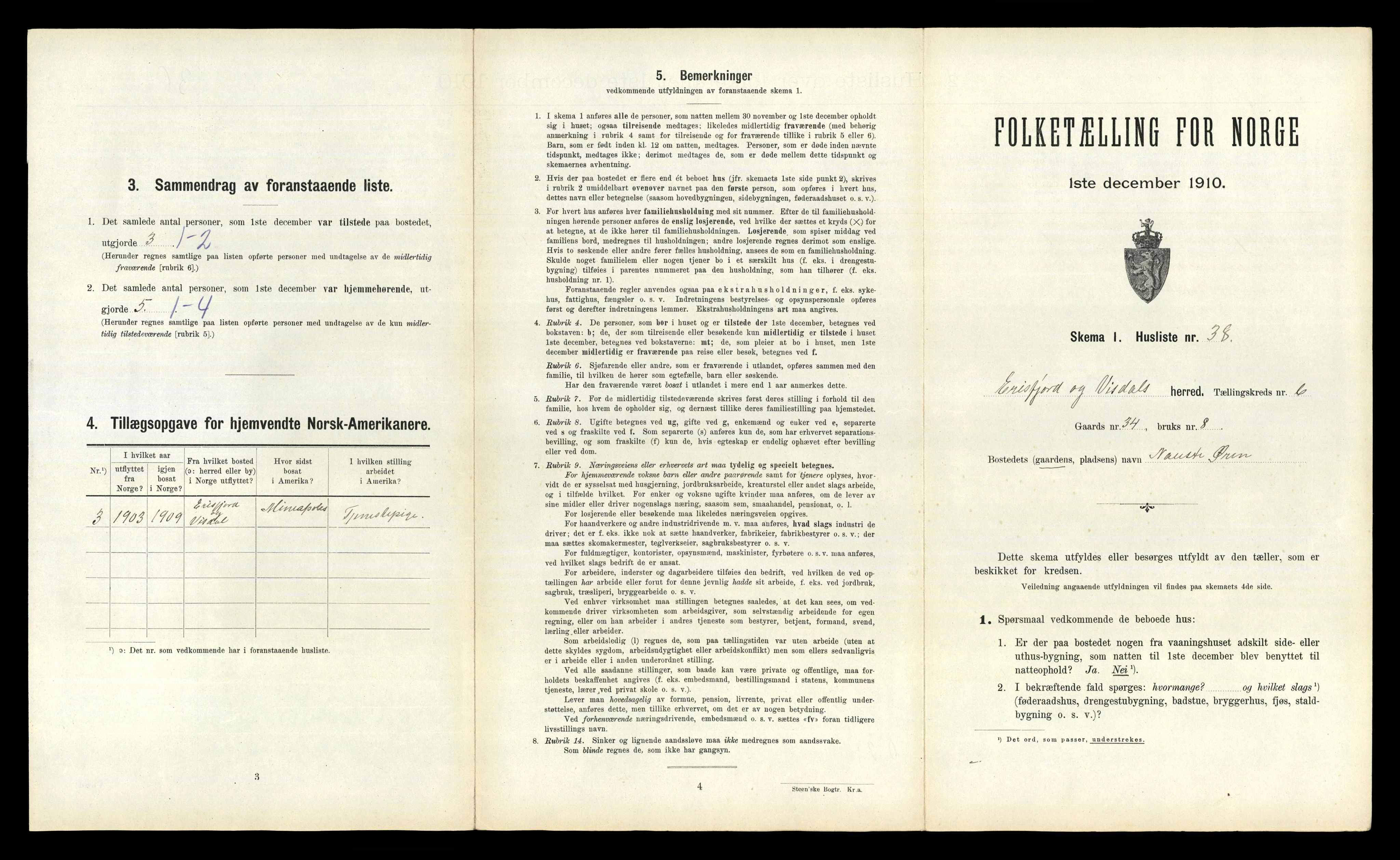 RA, 1910 census for Eresfjord og Vistdal, 1910, p. 397