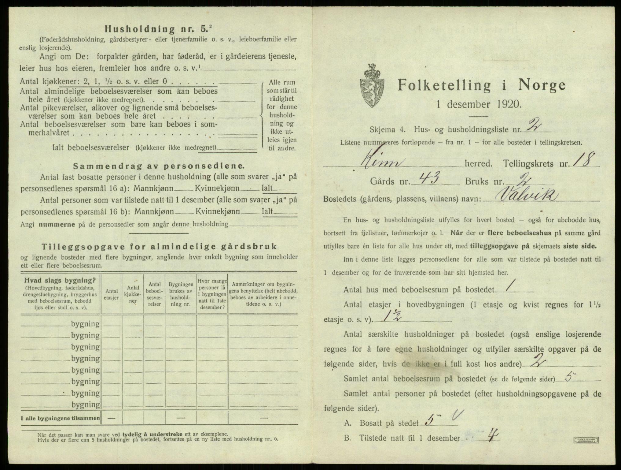 SAB, 1920 census for Kinn, 1920, p. 821