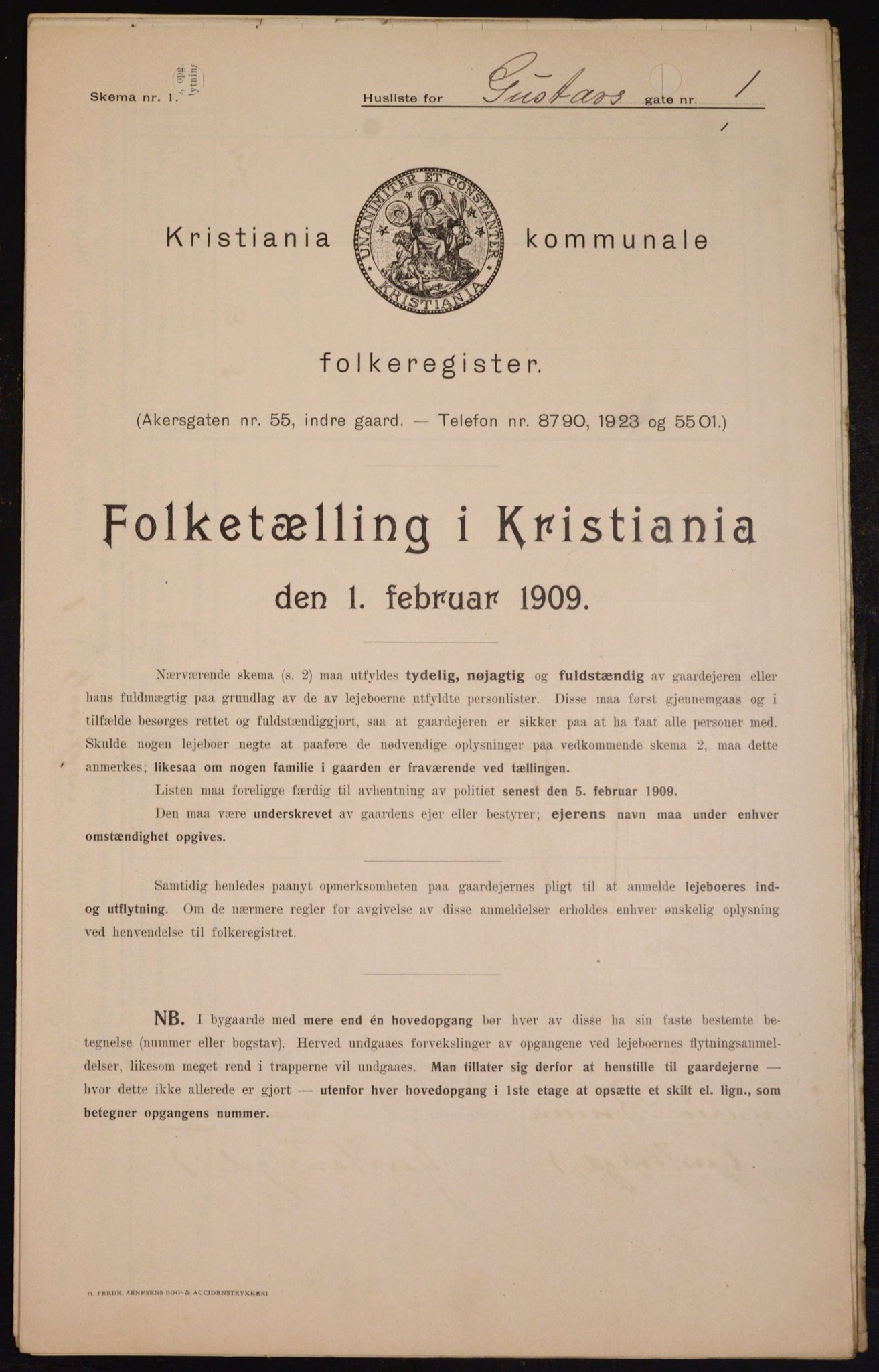OBA, Municipal Census 1909 for Kristiania, 1909, p. 29542