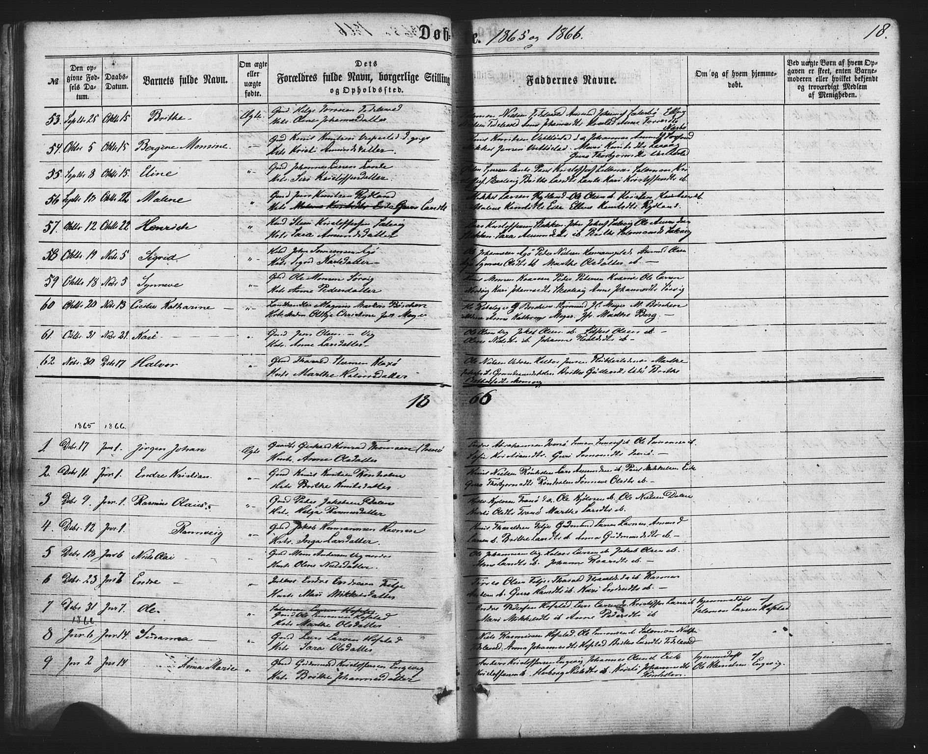 Fitjar sokneprestembete, AV/SAB-A-99926: Parish register (official) no. A 1, 1862-1881, p. 18