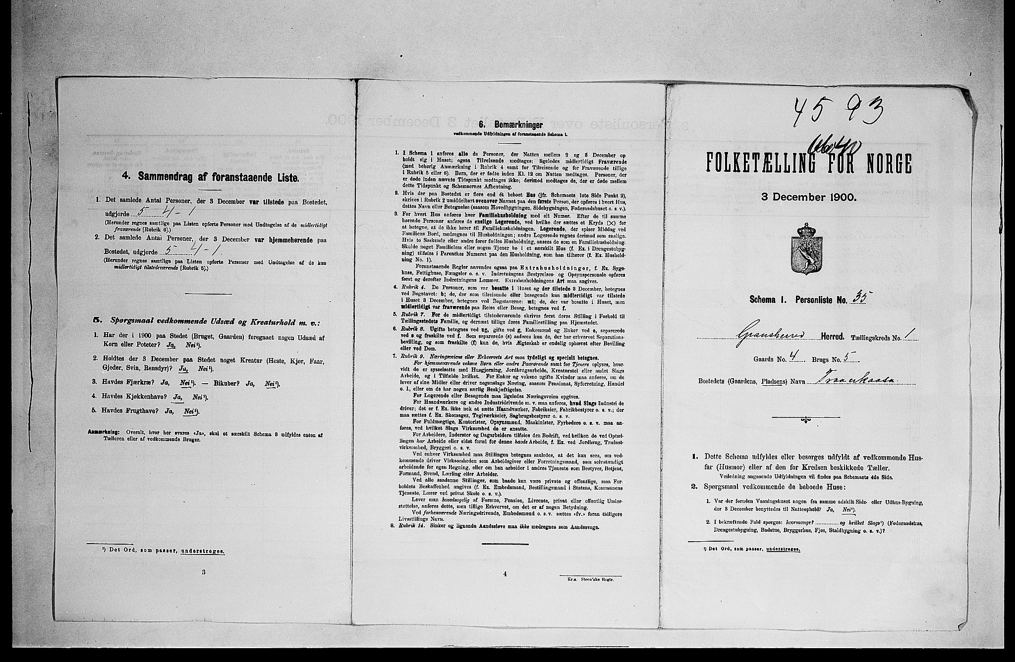 SAKO, 1900 census for Gransherad, 1900, p. 18