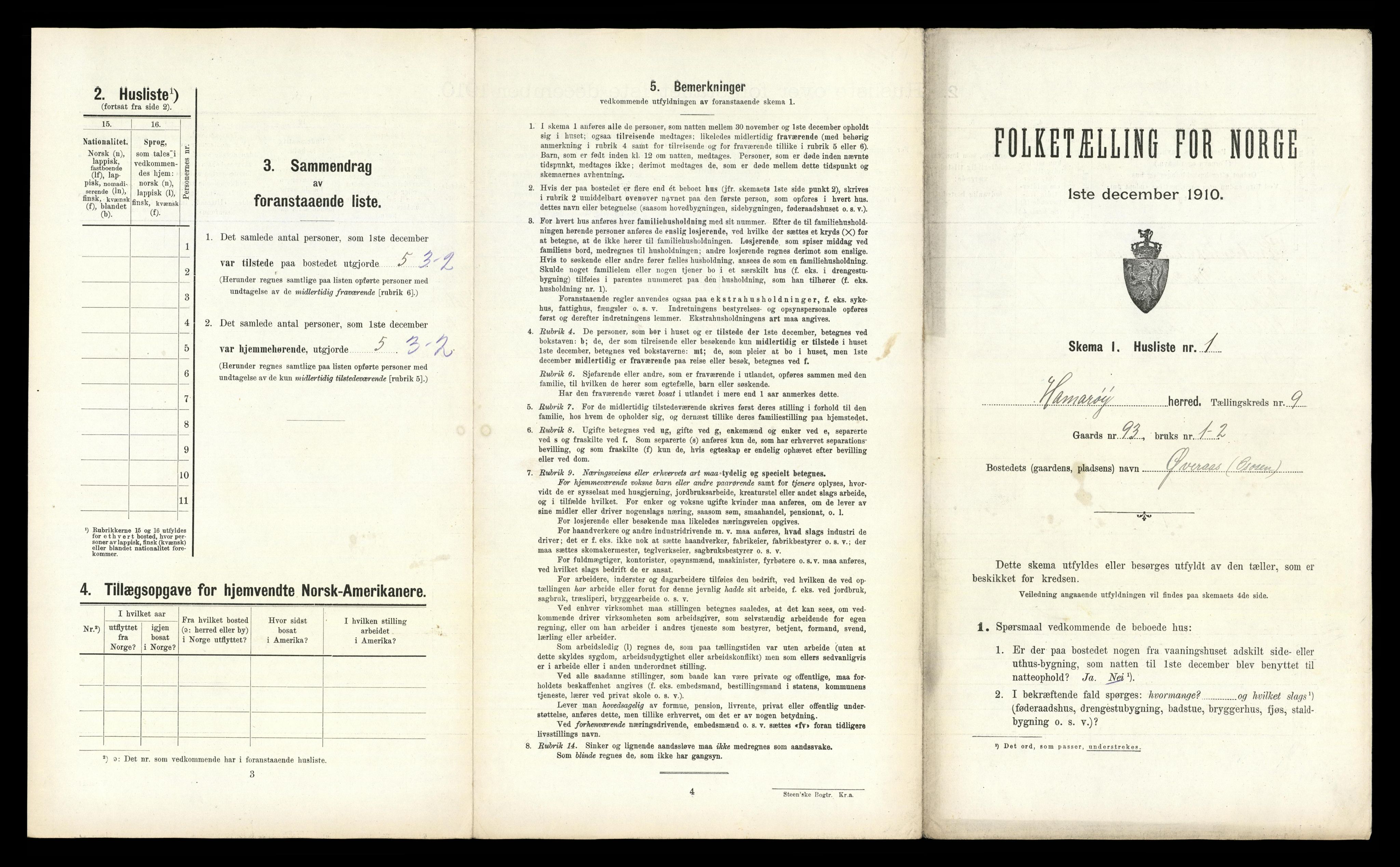 RA, 1910 census for Hamarøy, 1910, p. 906