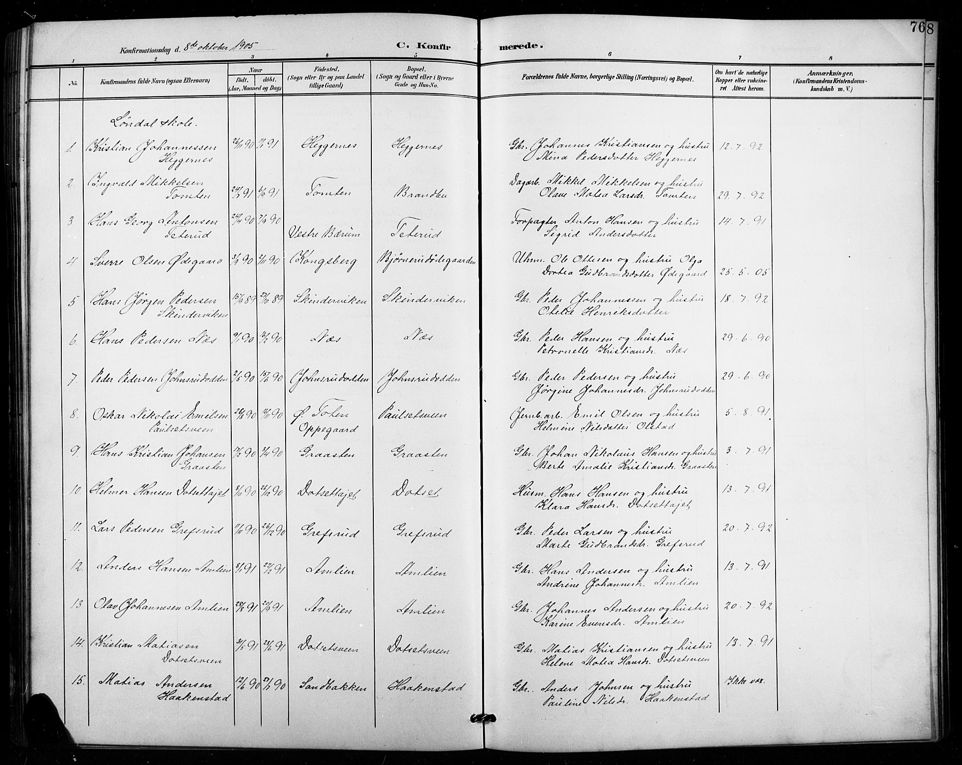 Vestre Toten prestekontor, SAH/PREST-108/H/Ha/Hab/L0016: Parish register (copy) no. 16, 1901-1915, p. 76