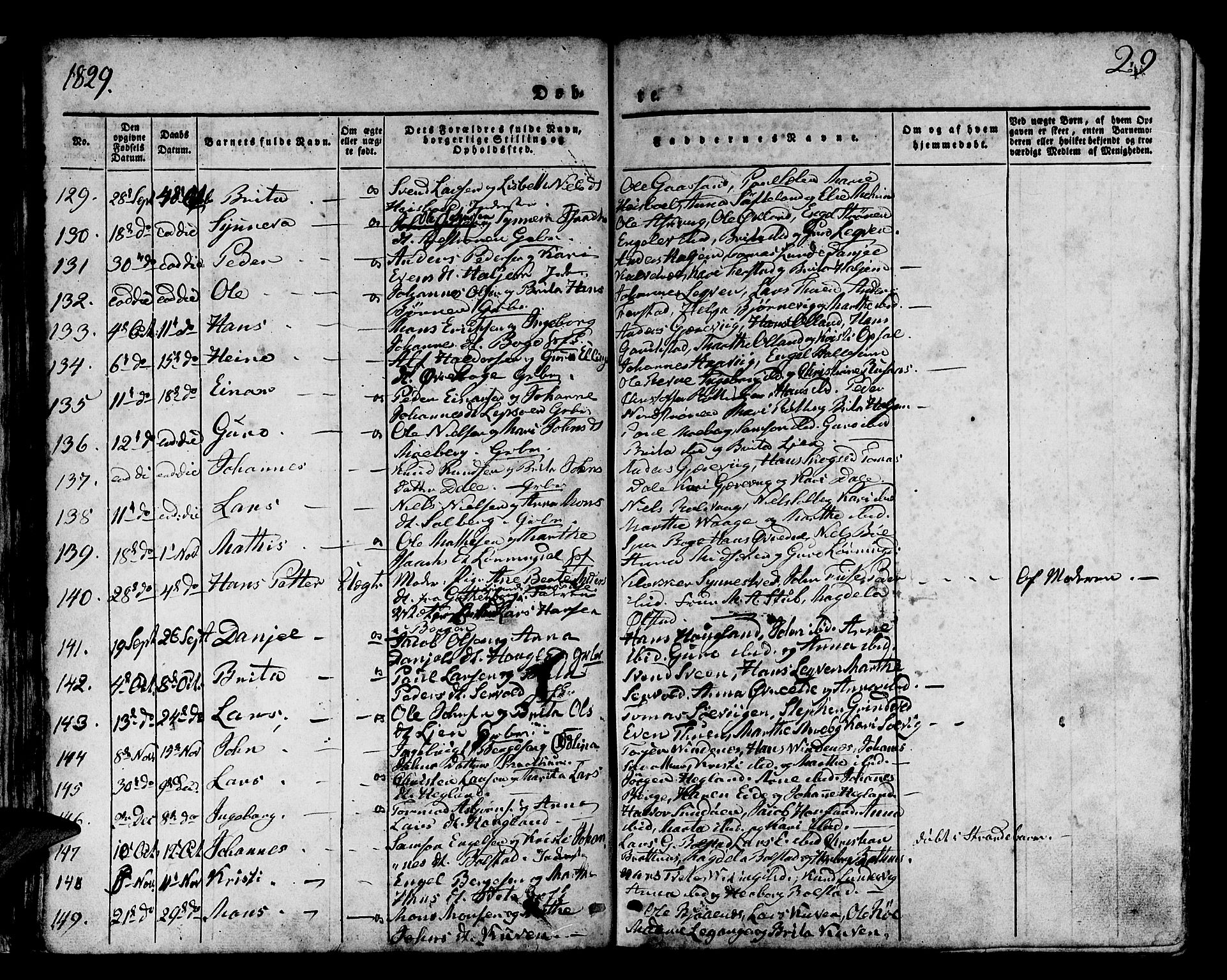 Os sokneprestembete, SAB/A-99929: Parish register (official) no. A 14, 1826-1839, p. 29