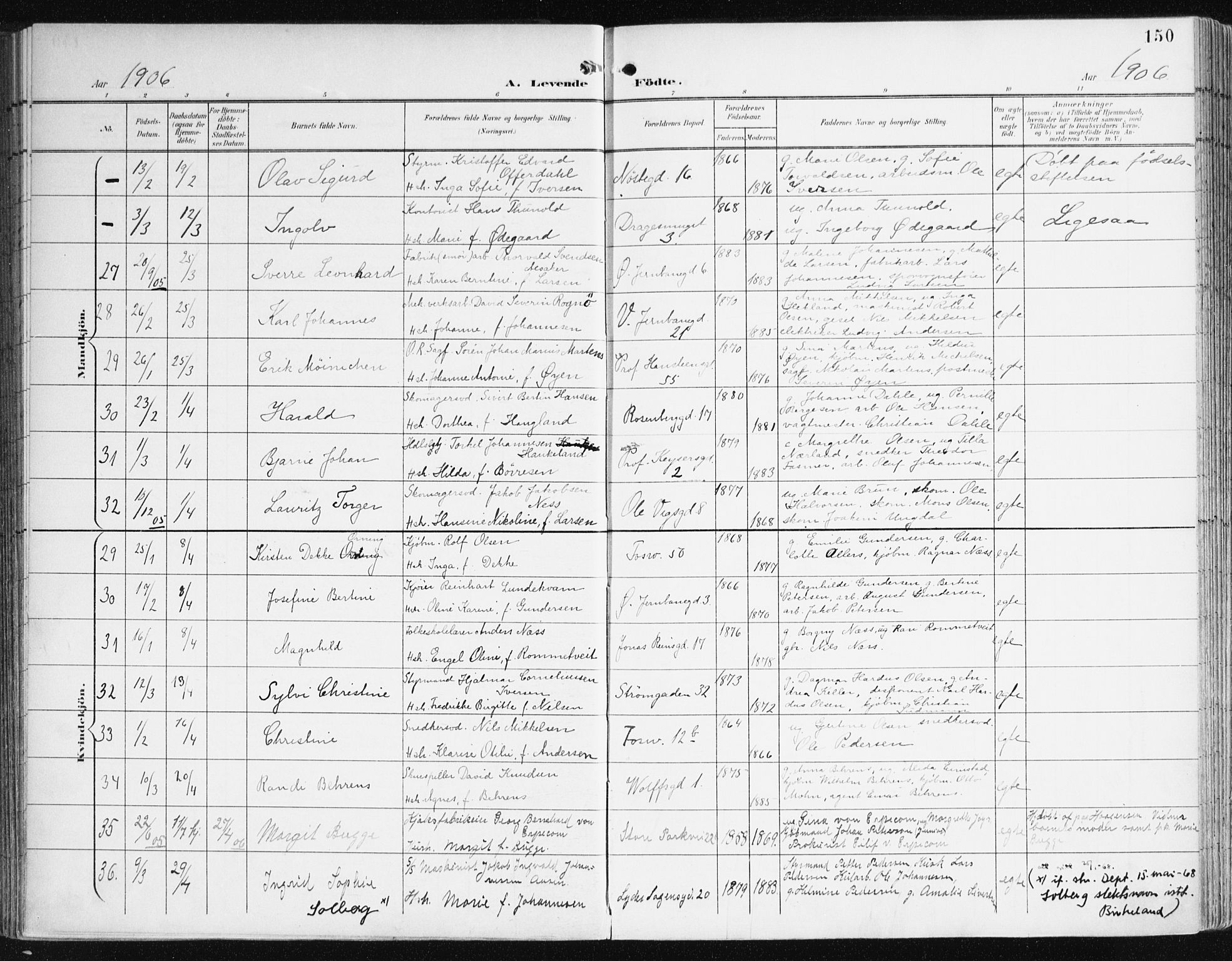 Johanneskirken sokneprestembete, AV/SAB-A-76001/H/Haa/L0002: Parish register (official) no. A 2, 1900-1912, p. 150