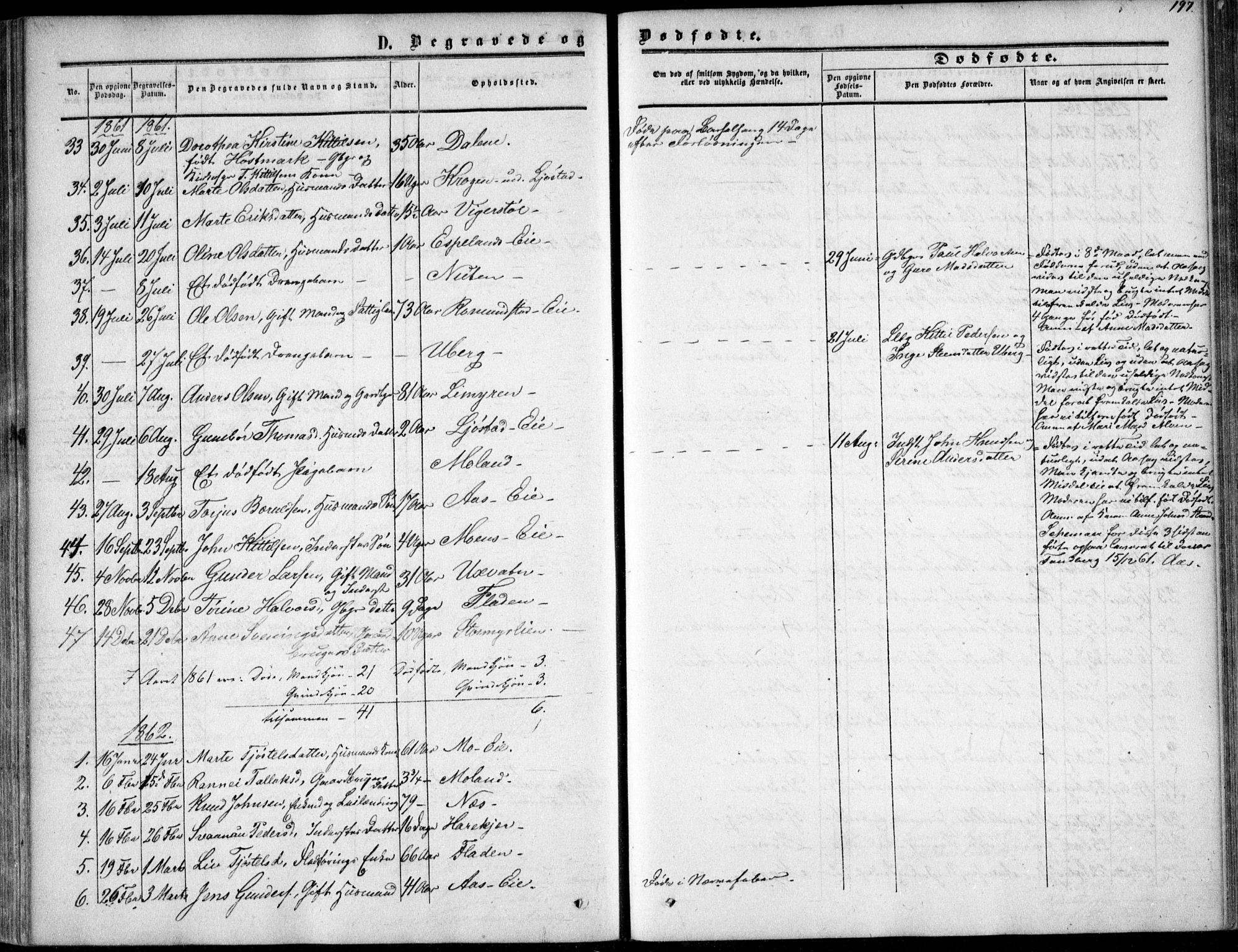 Gjerstad sokneprestkontor, SAK/1111-0014/F/Fa/Fab/L0003: Parish register (official) no. A 3, 1853-1878, p. 197