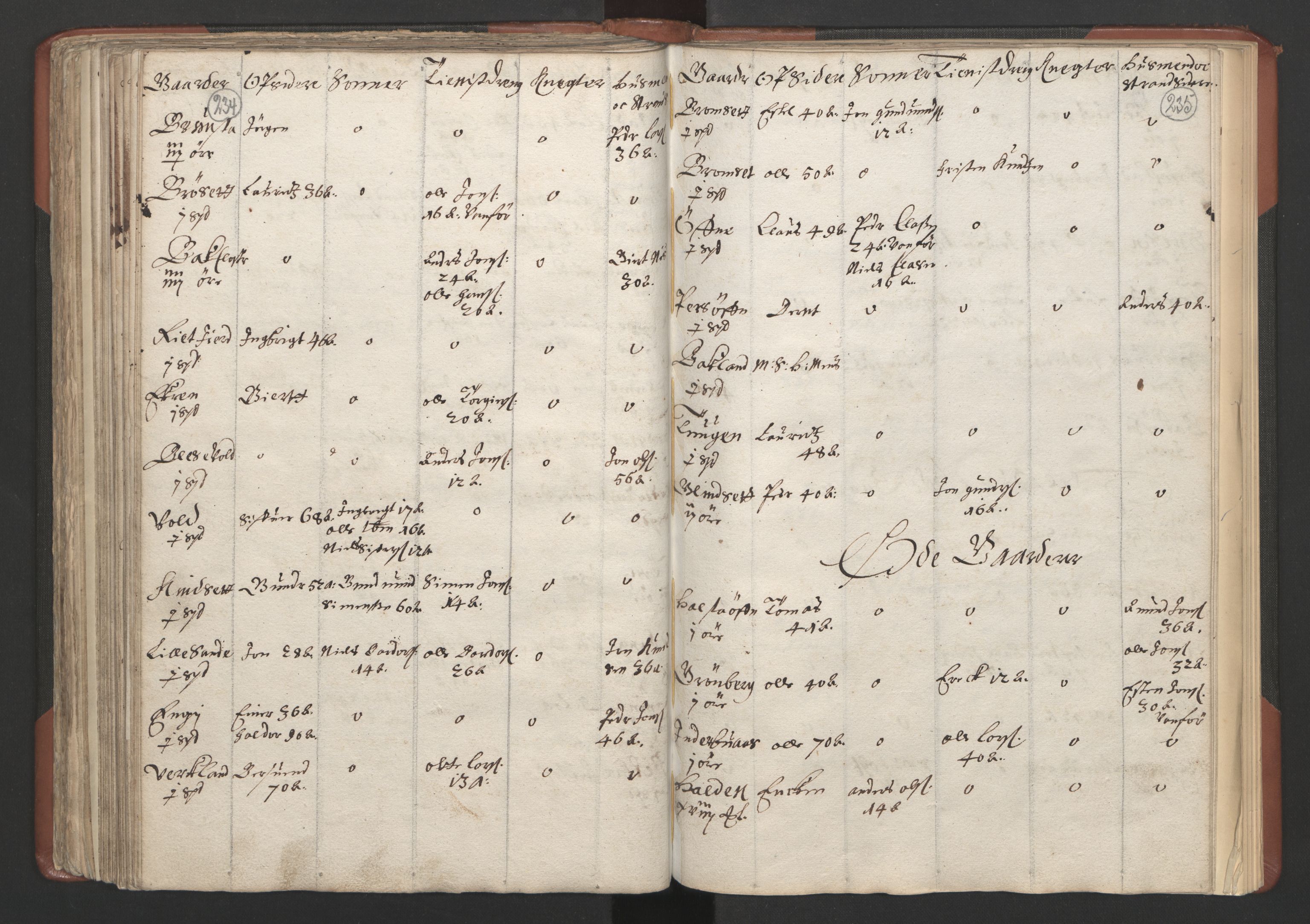 RA, Bailiff's Census 1664-1666, no. 18: Gauldal fogderi, Strinda fogderi and Orkdal fogderi, 1664, p. 234-235