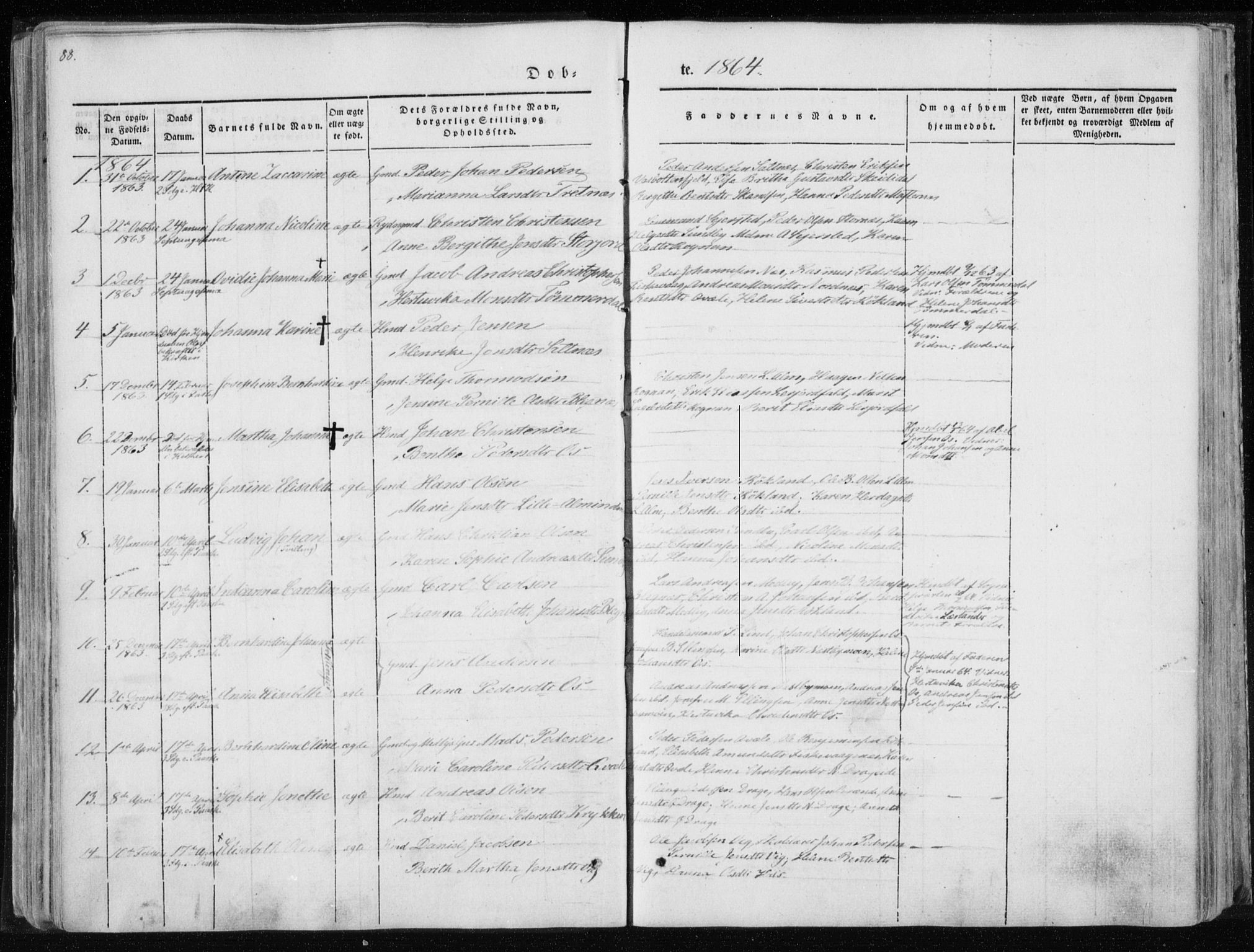 Ministerialprotokoller, klokkerbøker og fødselsregistre - Nordland, SAT/A-1459/847/L0666: Parish register (official) no. 847A06, 1842-1871, p. 88