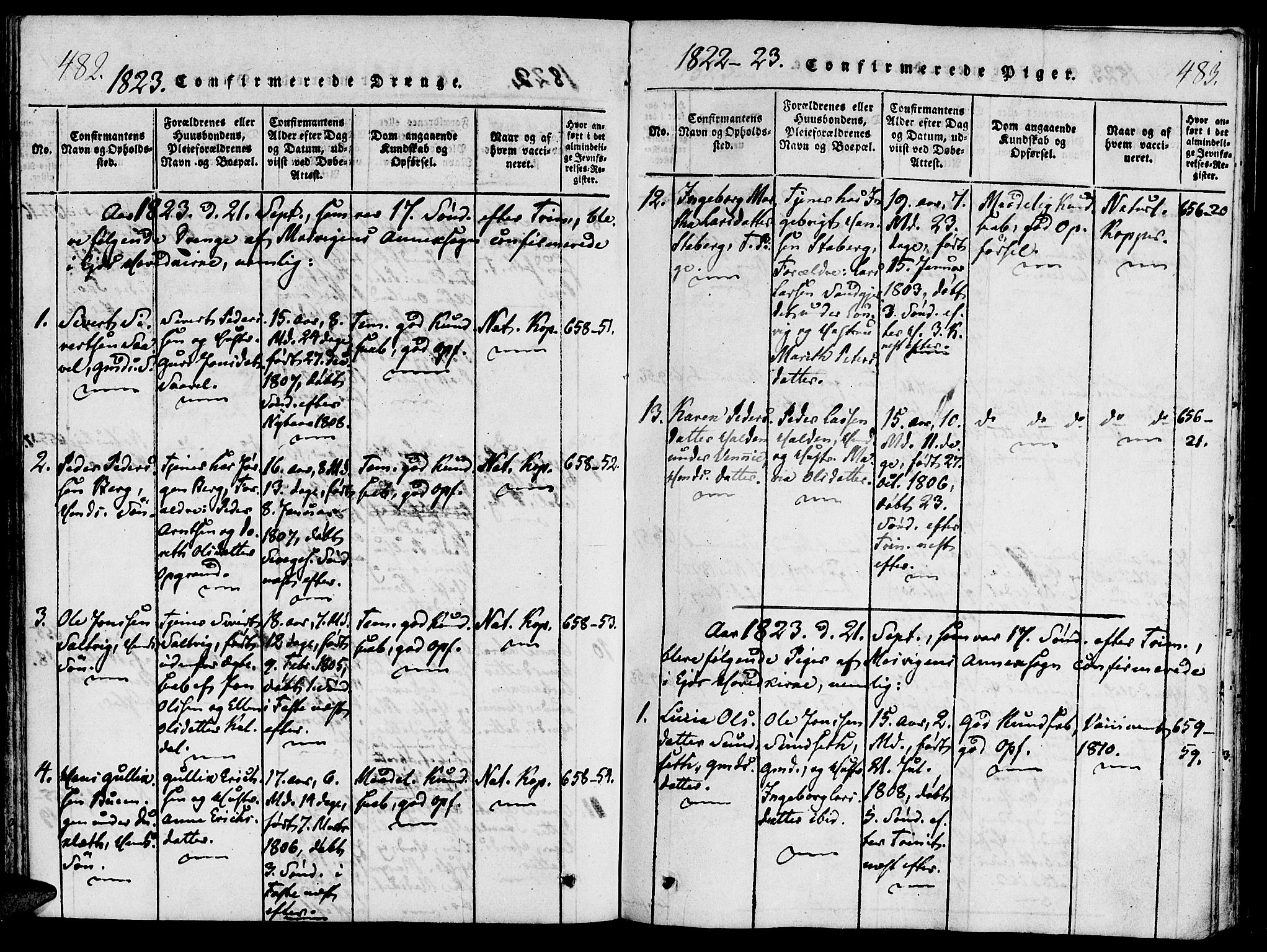 Ministerialprotokoller, klokkerbøker og fødselsregistre - Nord-Trøndelag, SAT/A-1458/733/L0322: Parish register (official) no. 733A01, 1817-1842, p. 482-483
