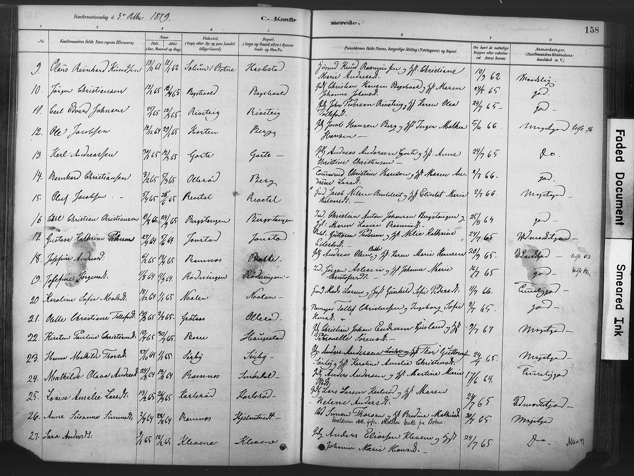 Våle kirkebøker, AV/SAKO-A-334/F/Fa/L0011: Parish register (official) no. I 11, 1878-1906, p. 158