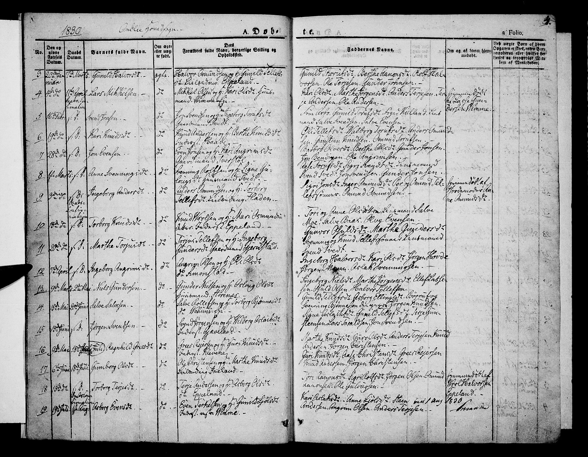 Åmli sokneprestkontor, SAK/1111-0050/F/Fa/Fac/L0007: Parish register (official) no. A 7 /1, 1829-1851, p. 4