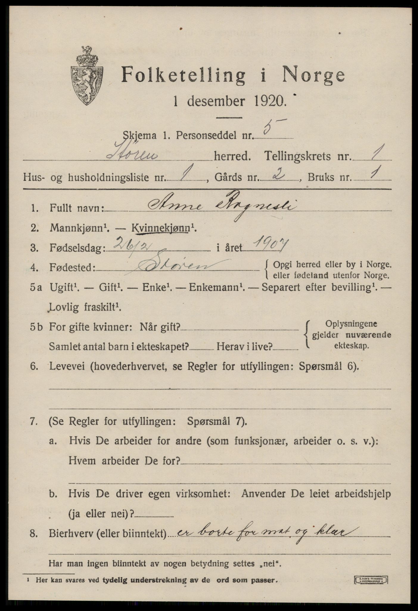 SAT, 1920 census for Støren, 1920, p. 700