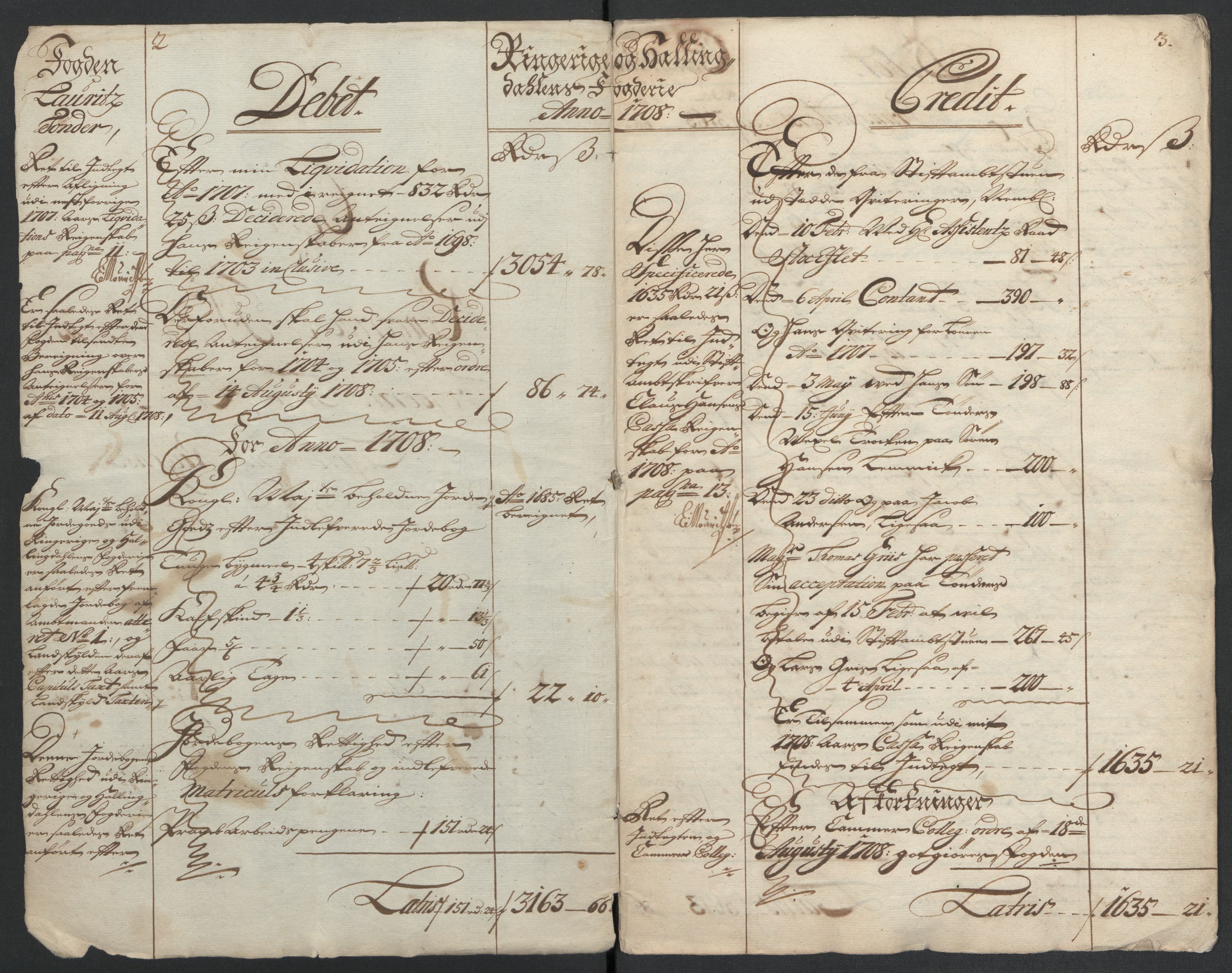 Rentekammeret inntil 1814, Reviderte regnskaper, Fogderegnskap, RA/EA-4092/R22/L1467: Fogderegnskap Ringerike, Hallingdal og Buskerud, 1708, p. 4